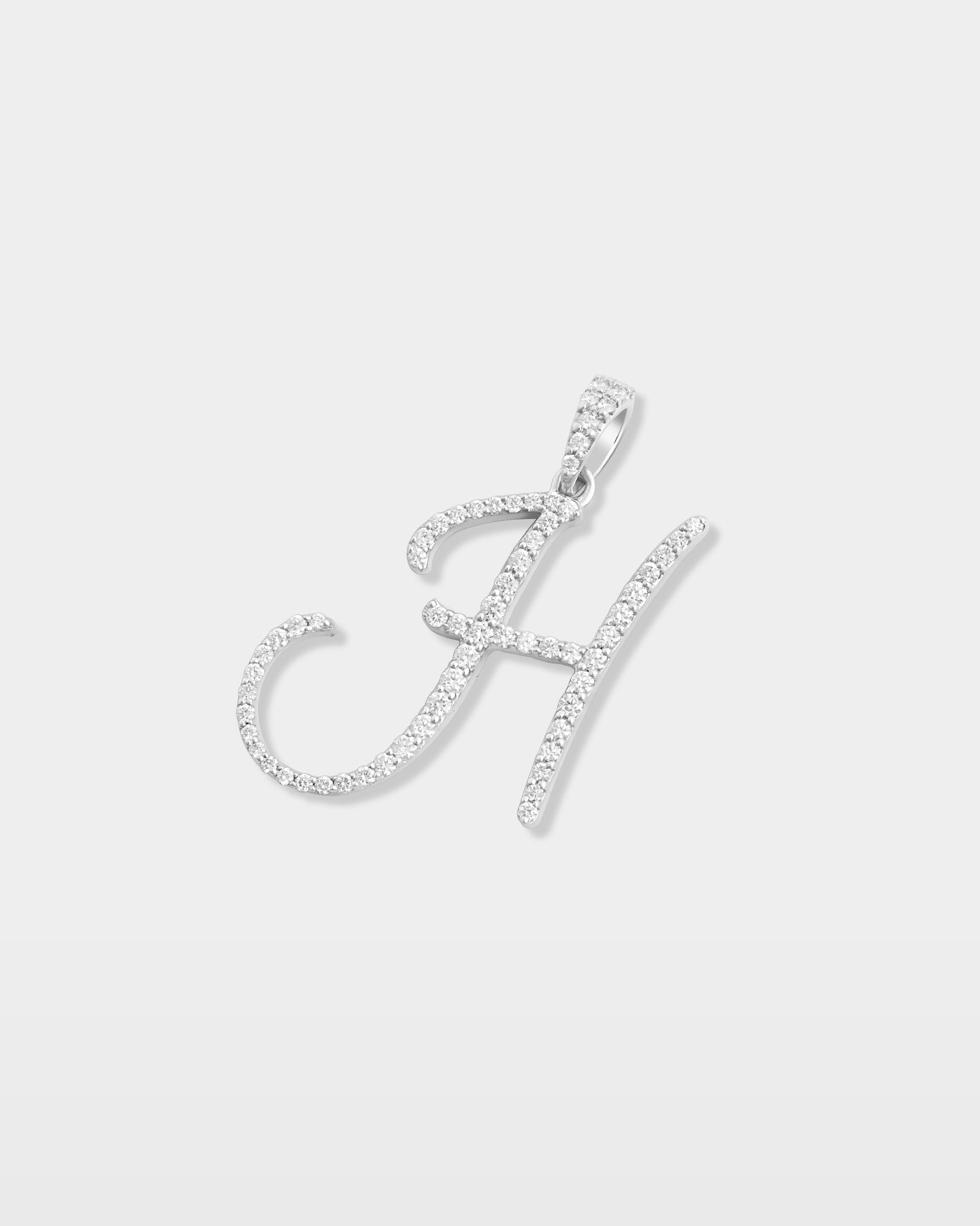 White Gold "H" Letter Diamond Pendant | The Ice Champ USA