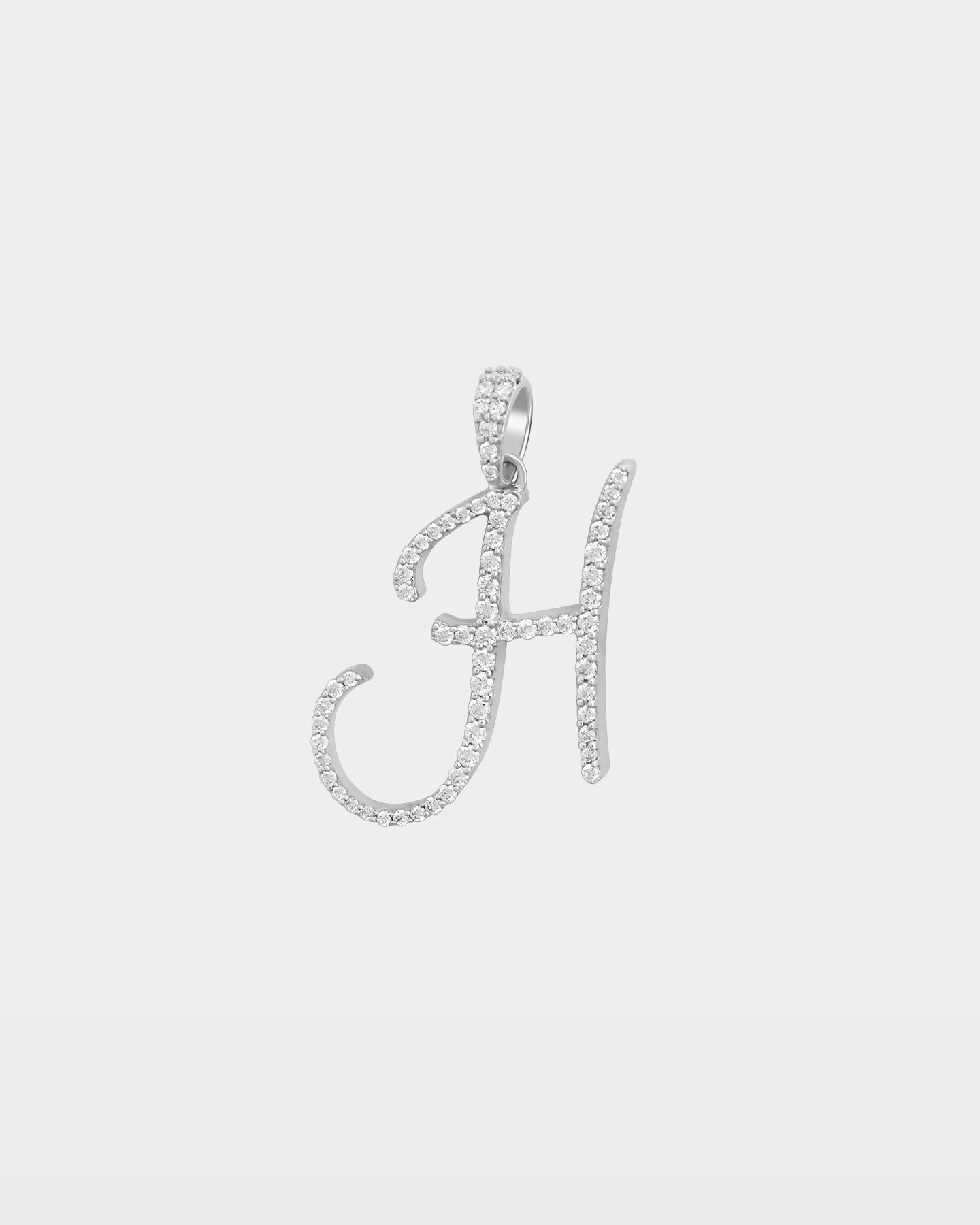 White Gold "H" Letter Diamond Pendant | The Ice Champ USA
