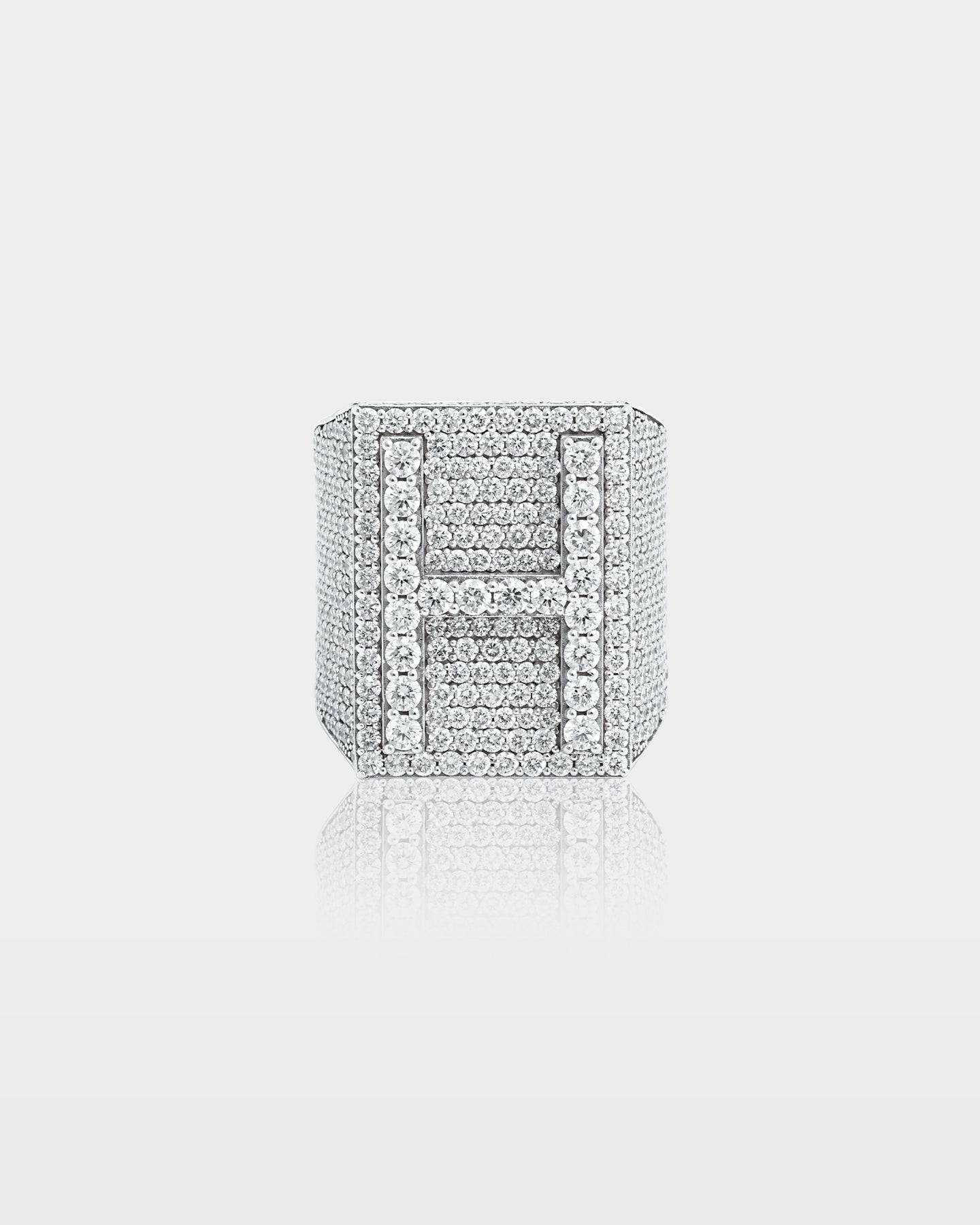 Bold Gold 'H' Letter Diamond Signet Ring | The Ice Champ Jewelry