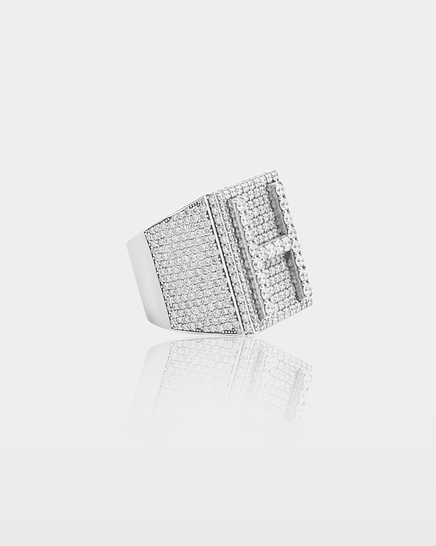 Bold Gold 'H' Letter Diamond Signet Ring | The Ice Champ Jewelry
