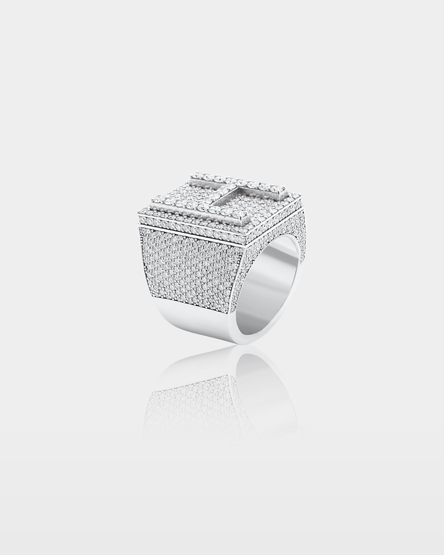 Bold Gold 'H' Letter Diamond Signet Ring | The Ice Champ Jewelry