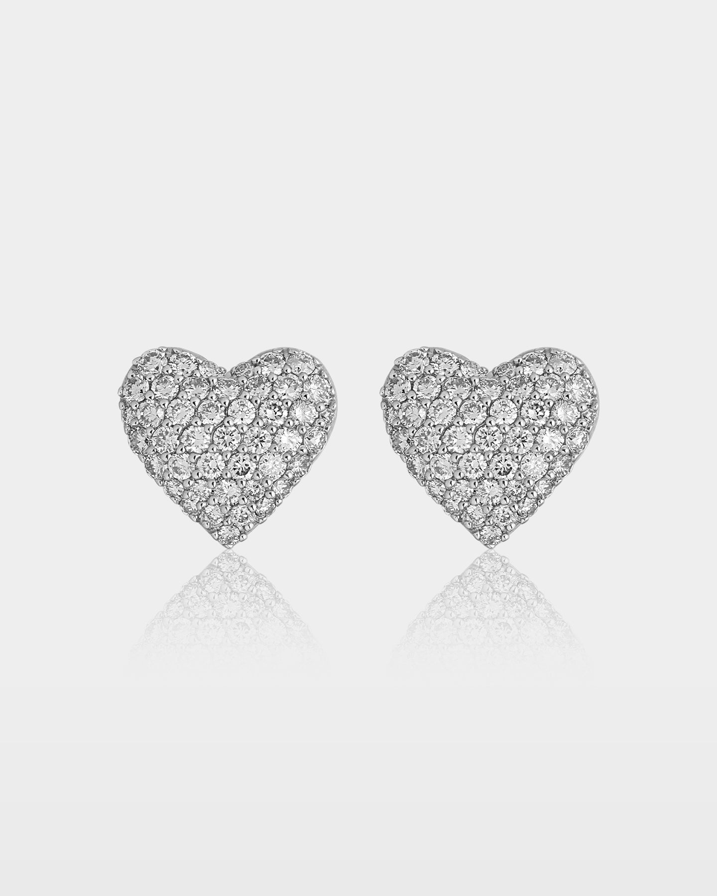 White Gold Heart Cluster Diamond Studs | The Ice Champ Grapevine, TX