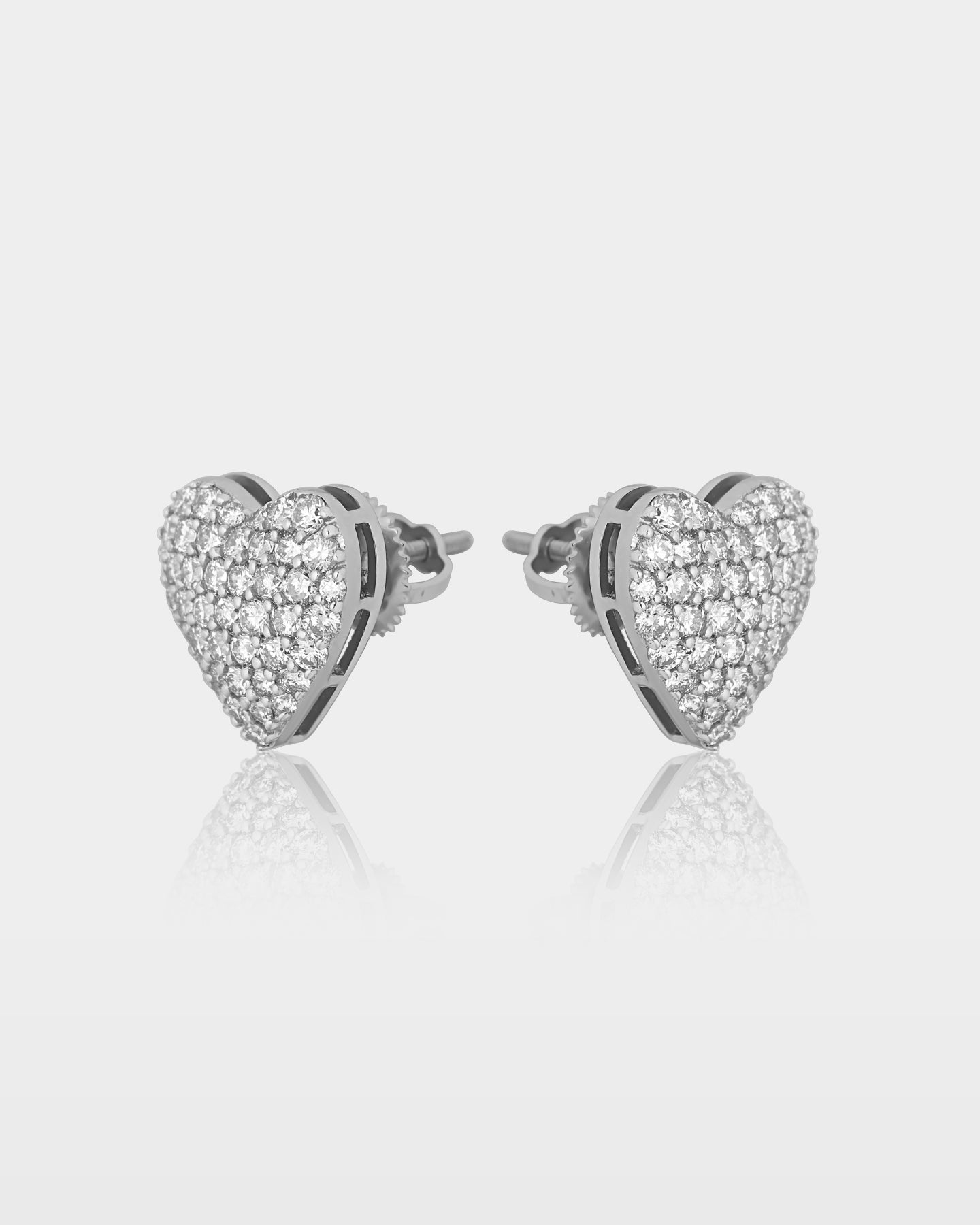White Gold Heart Cluster Diamond Studs | The Ice Champ Grapevine, TX