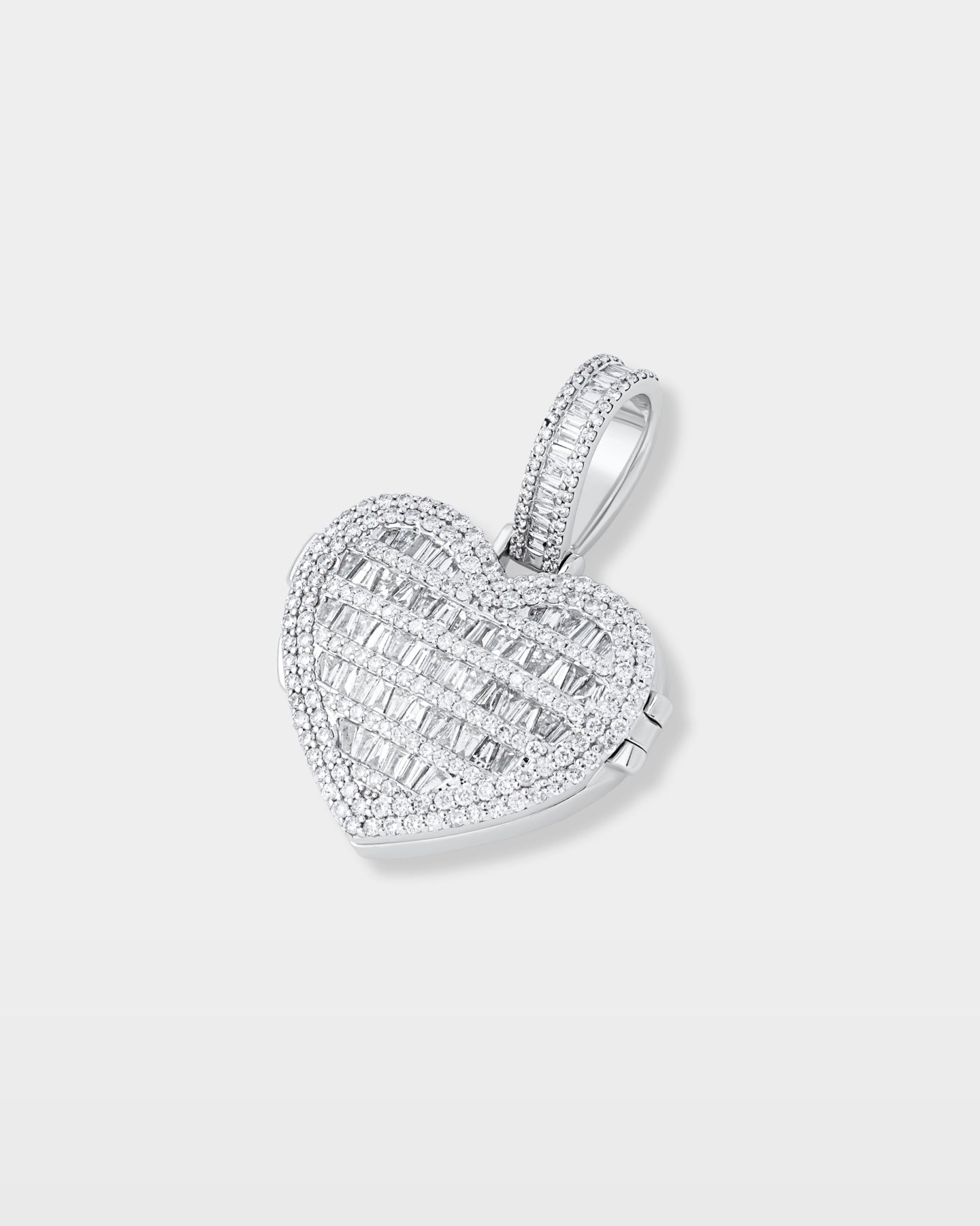 White Gold Heart Locket Diamond Pendant | The Ice Champ