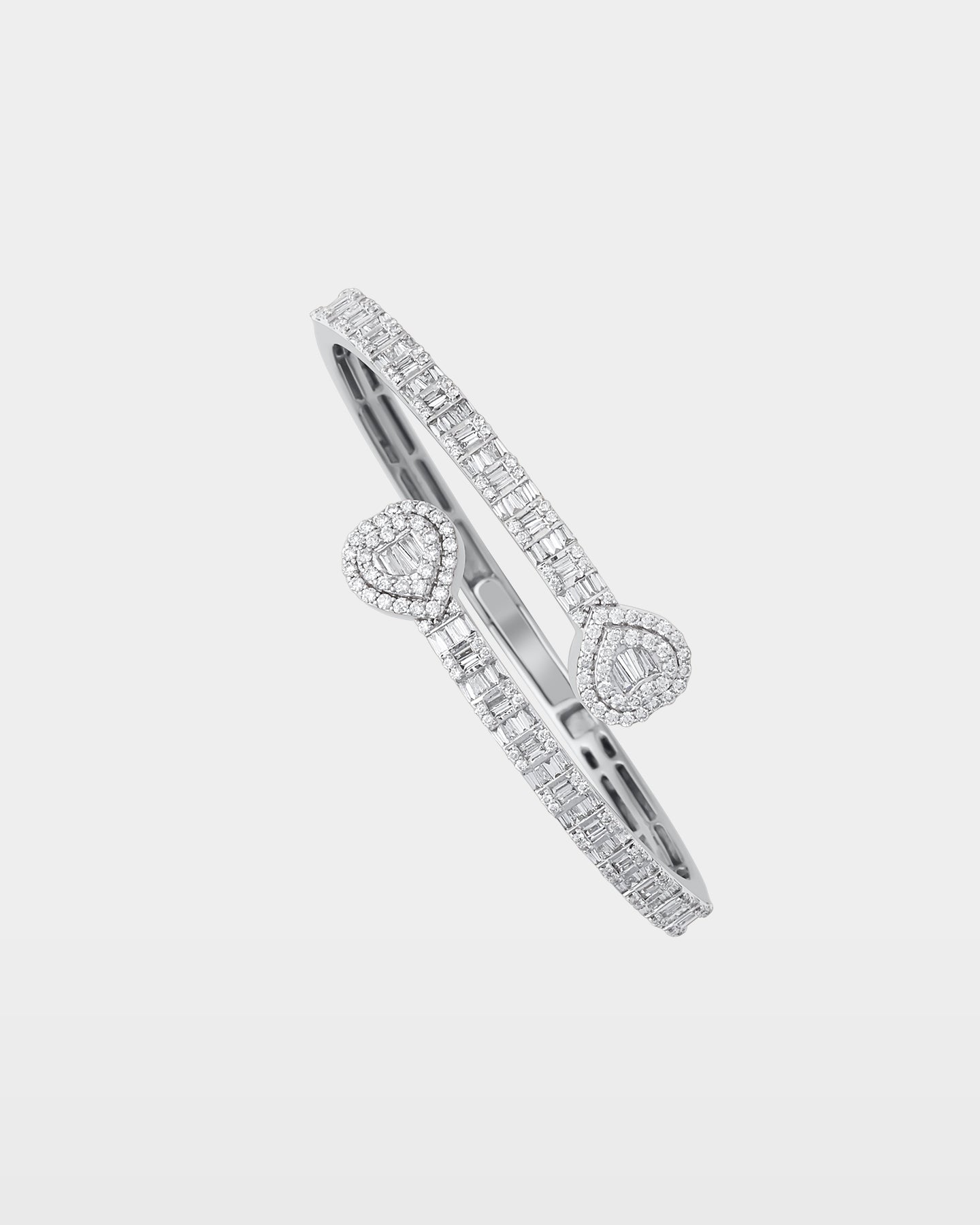 Gold Heart Motif Diamond Bangle Bracelet | The Ice Champ Frisco & Grapevine TX