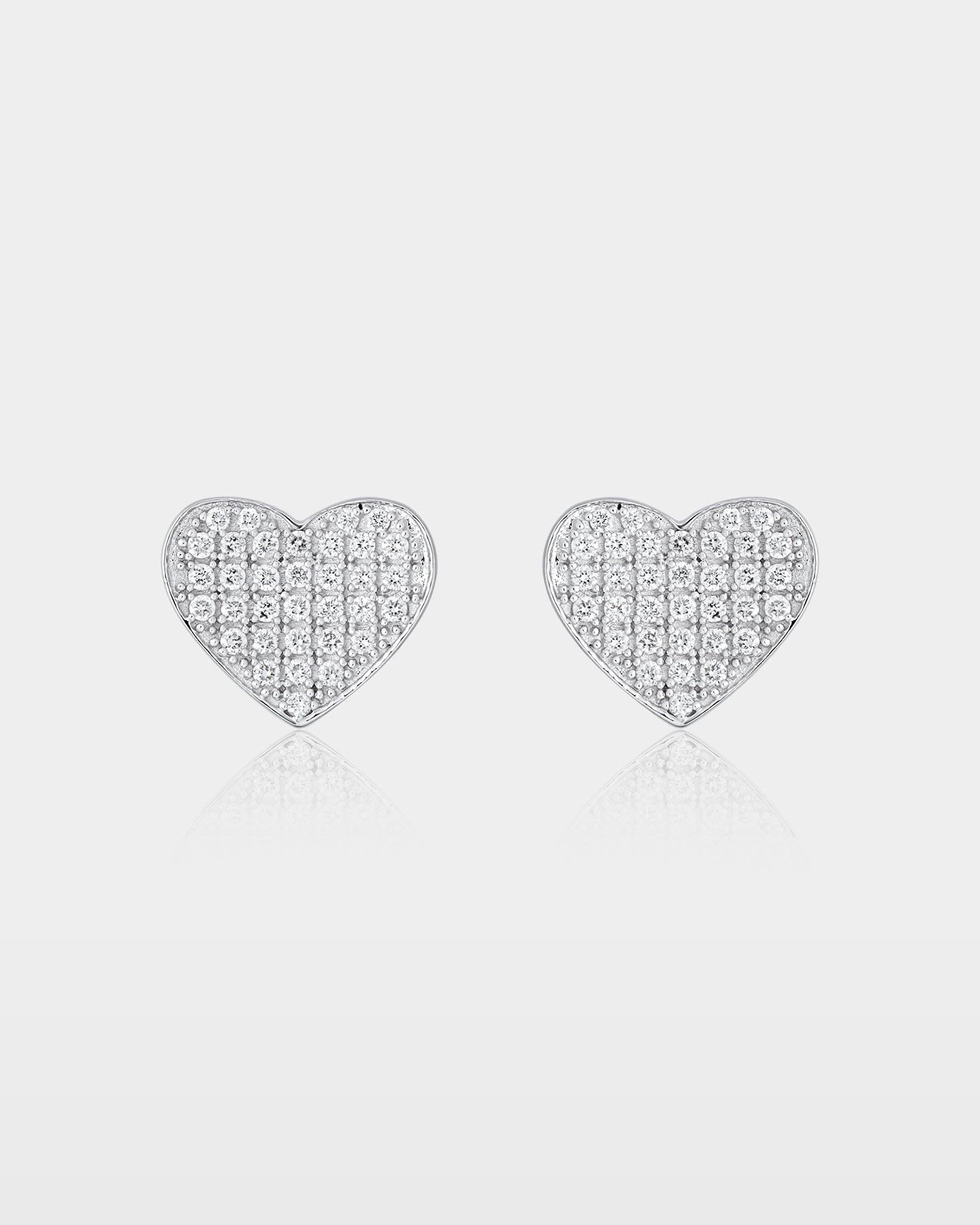 White Gold Pavé Diamond Heart Stud Earrings | The Ice Champ Jewelry
