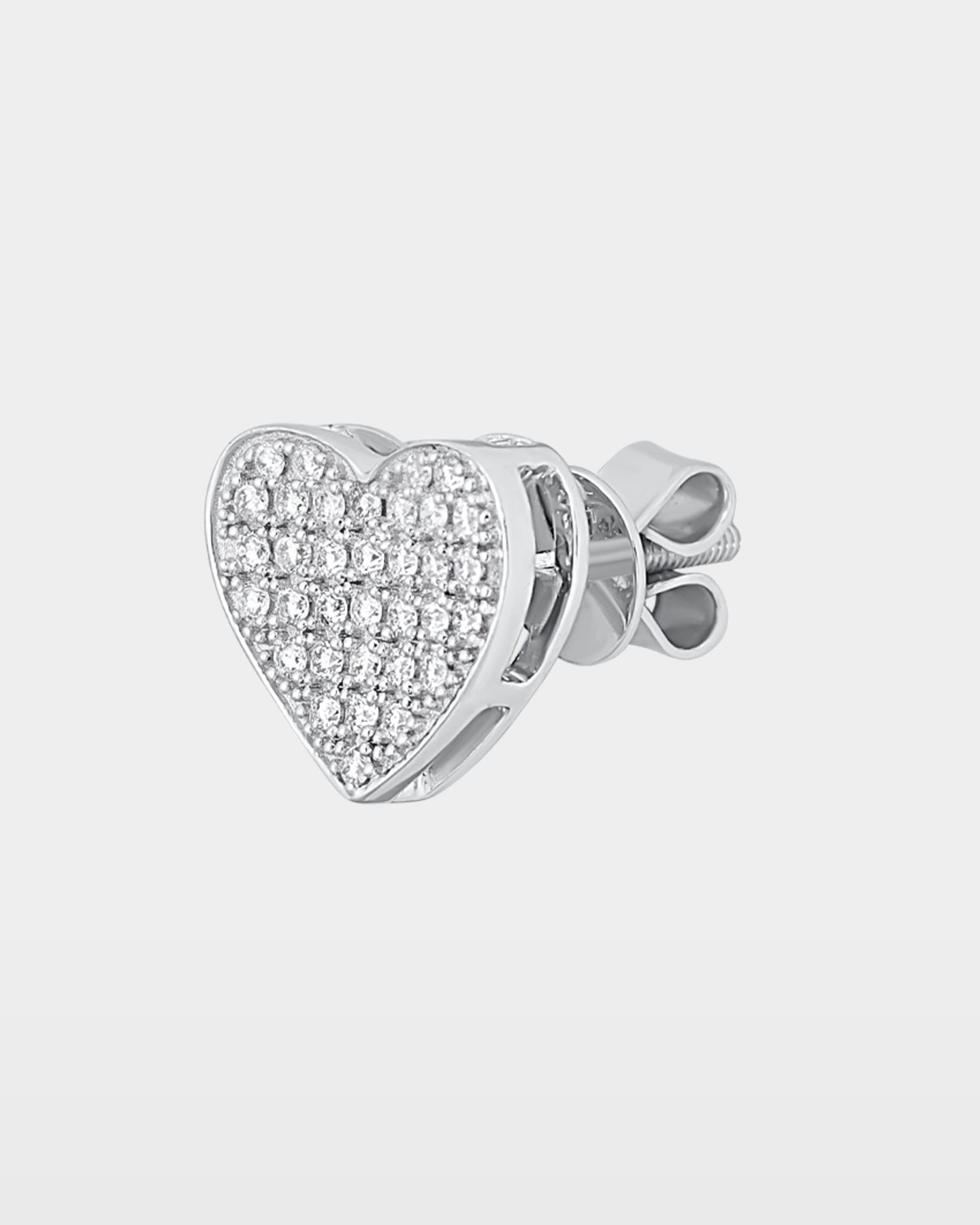 White Gold Pavé Diamond Heart Stud Earrings | The Ice Champ Jewelry