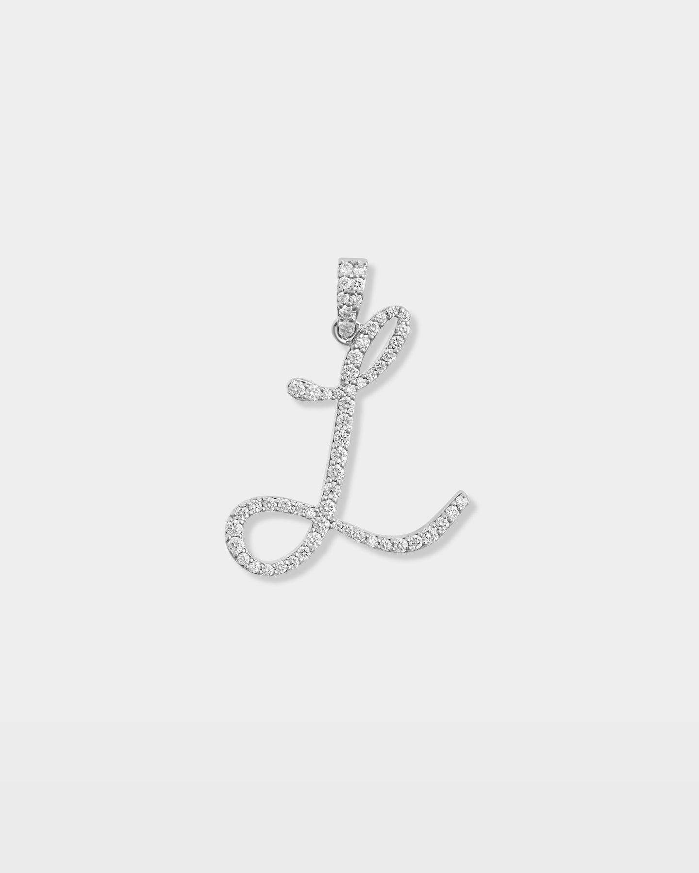 White Gold "L" Letter Diamond Pendant | The Ice Champ TX