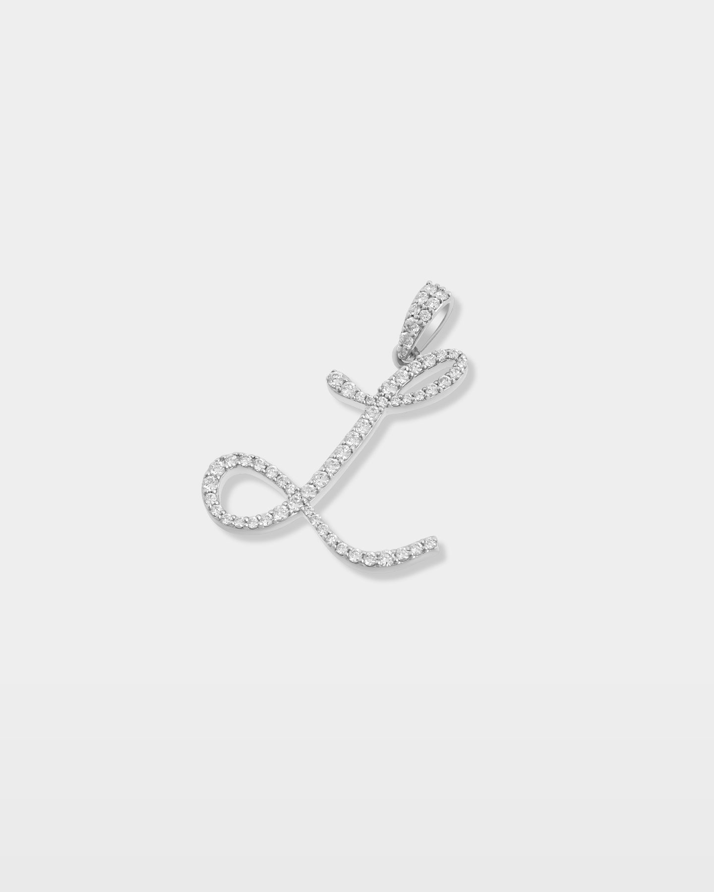 White Gold "L" Letter Diamond Pendant | The Ice Champ TX