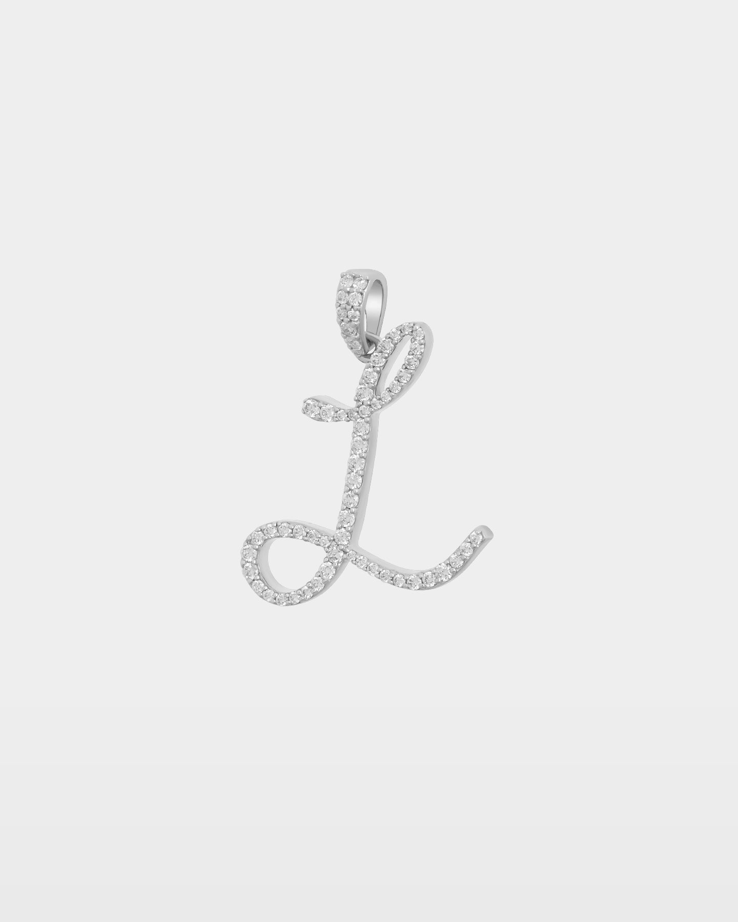 White Gold "L" Letter Diamond Pendant | The Ice Champ TX