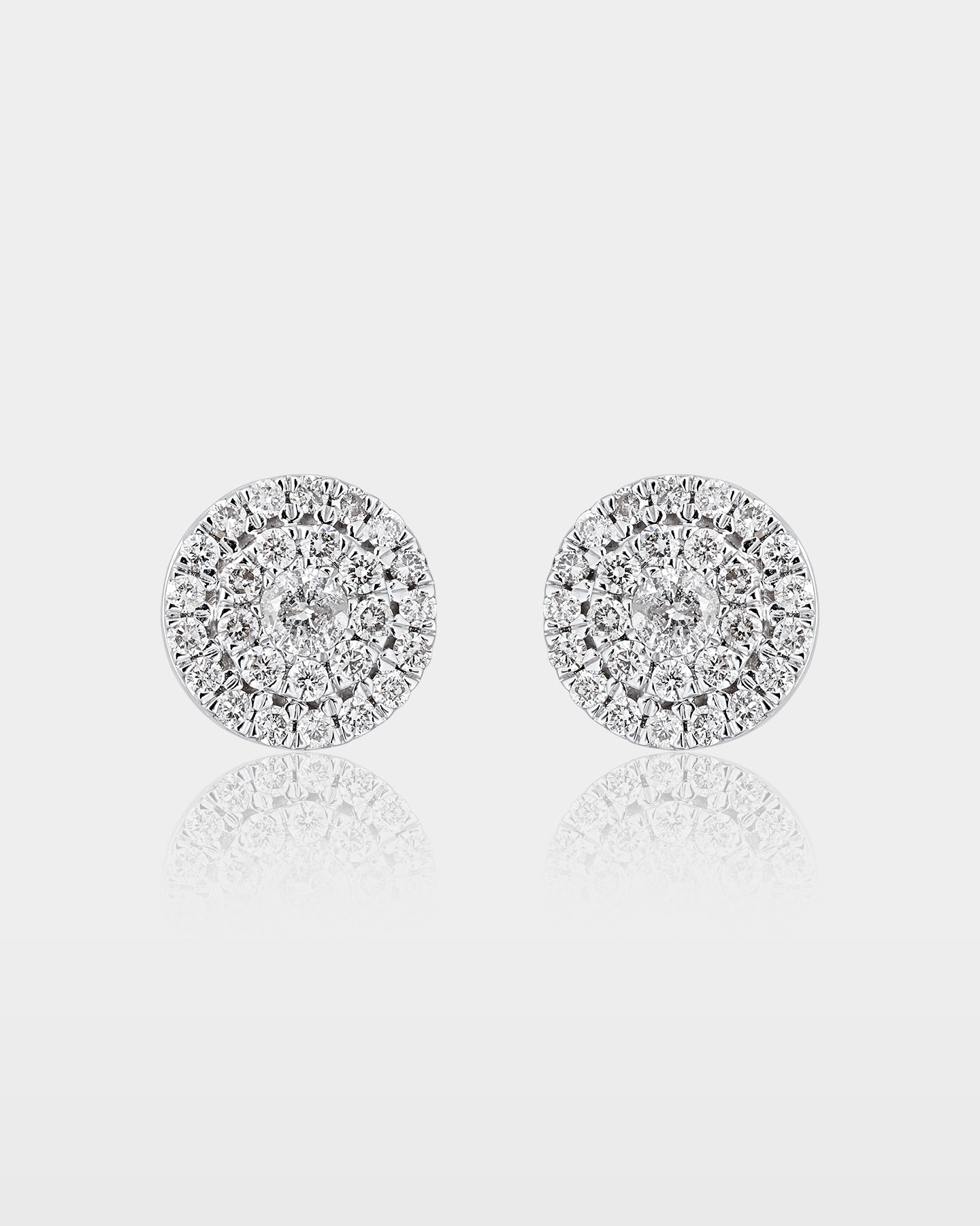 White Gold Layered Cluster Diamond Studs | The Ice Champ Dallas, TX