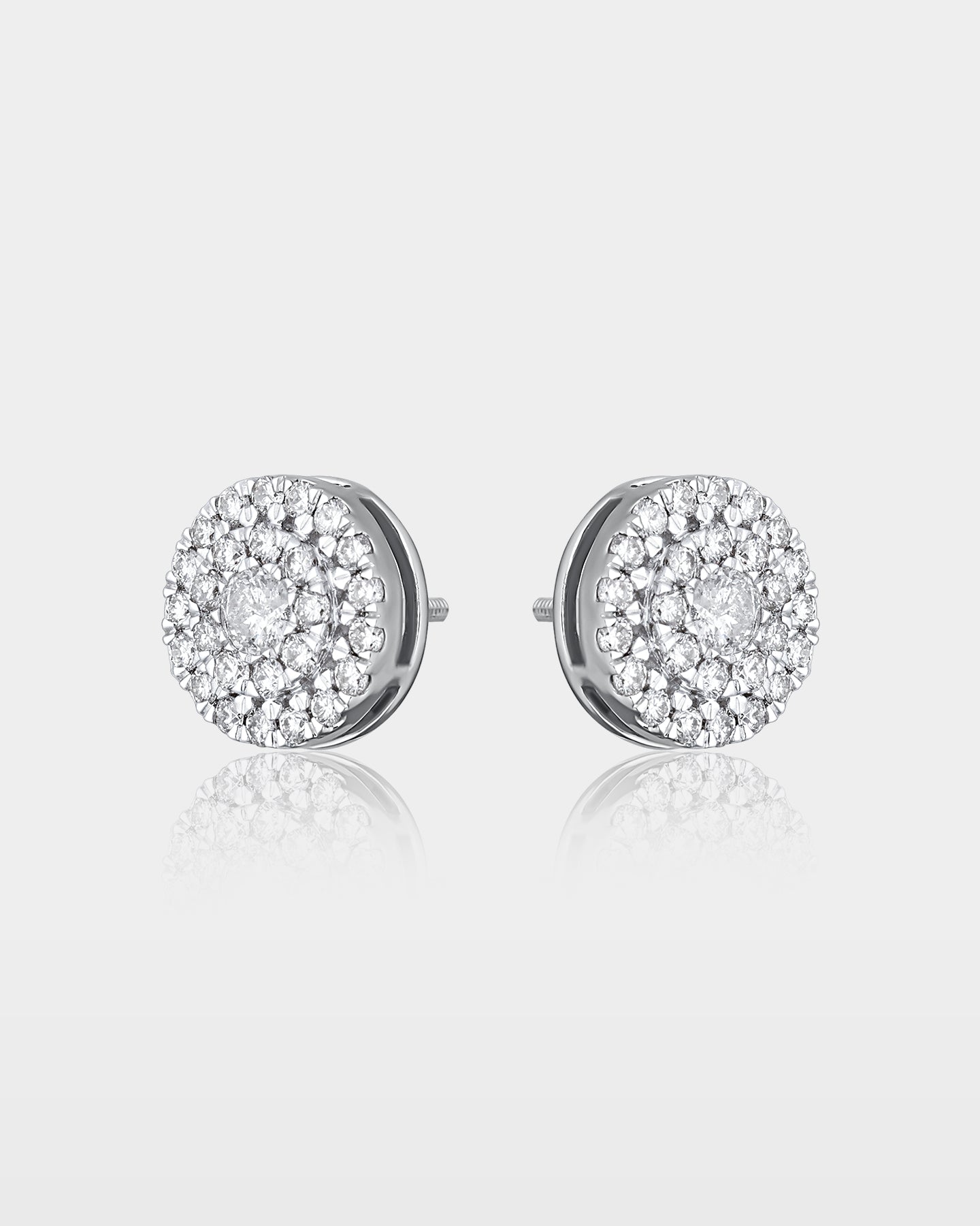 White Gold Layered Cluster Diamond Studs | The Ice Champ Dallas, TX