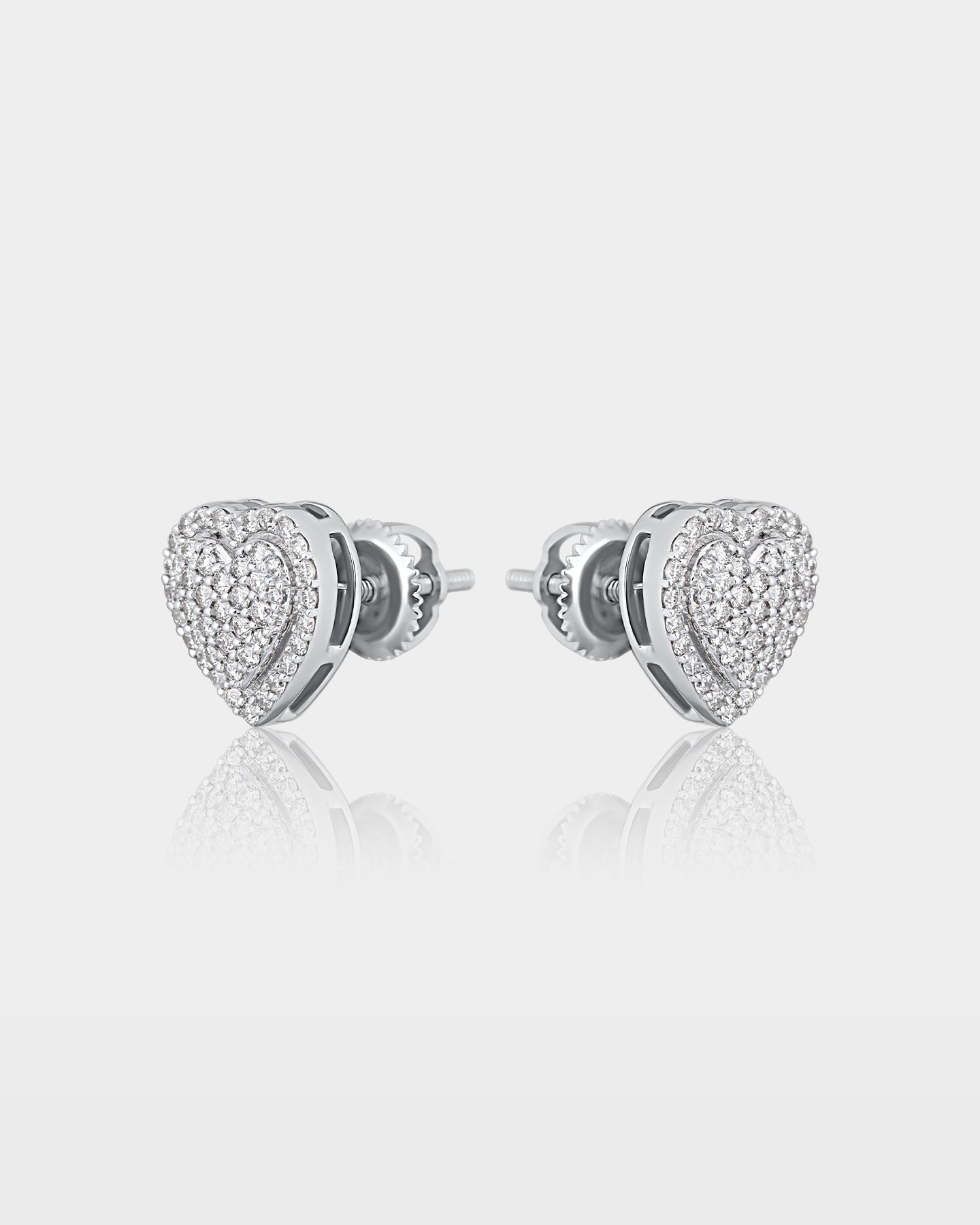 White Gold Layered Heart Diamond Studs | The Ice Champ Jewelry