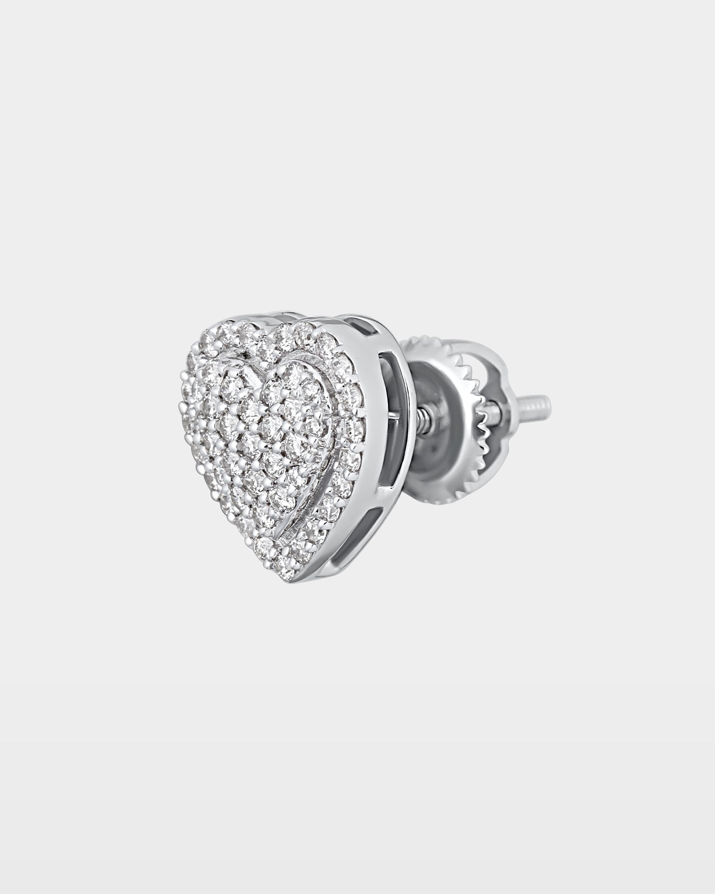 White Gold Layered Heart Diamond Studs | The Ice Champ Jewelry