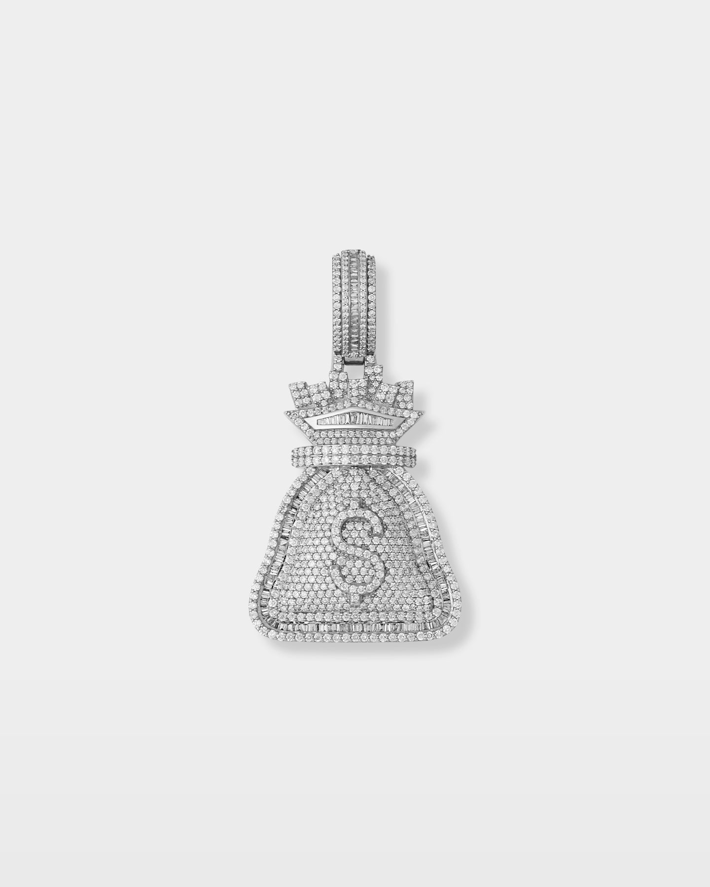 White Gold Money Bag Diamond Pendant | The Ice Champ TX