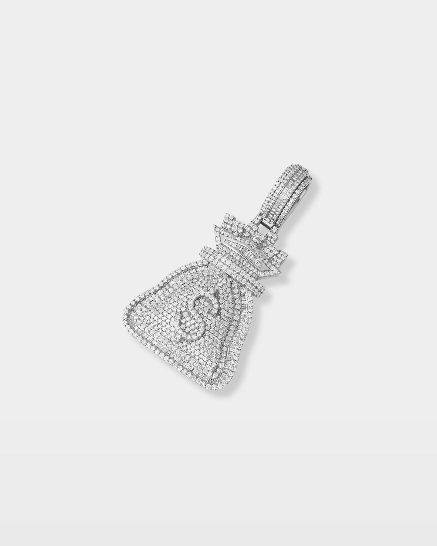 White Gold Money Bag Diamond Pendant | The Ice Champ TX