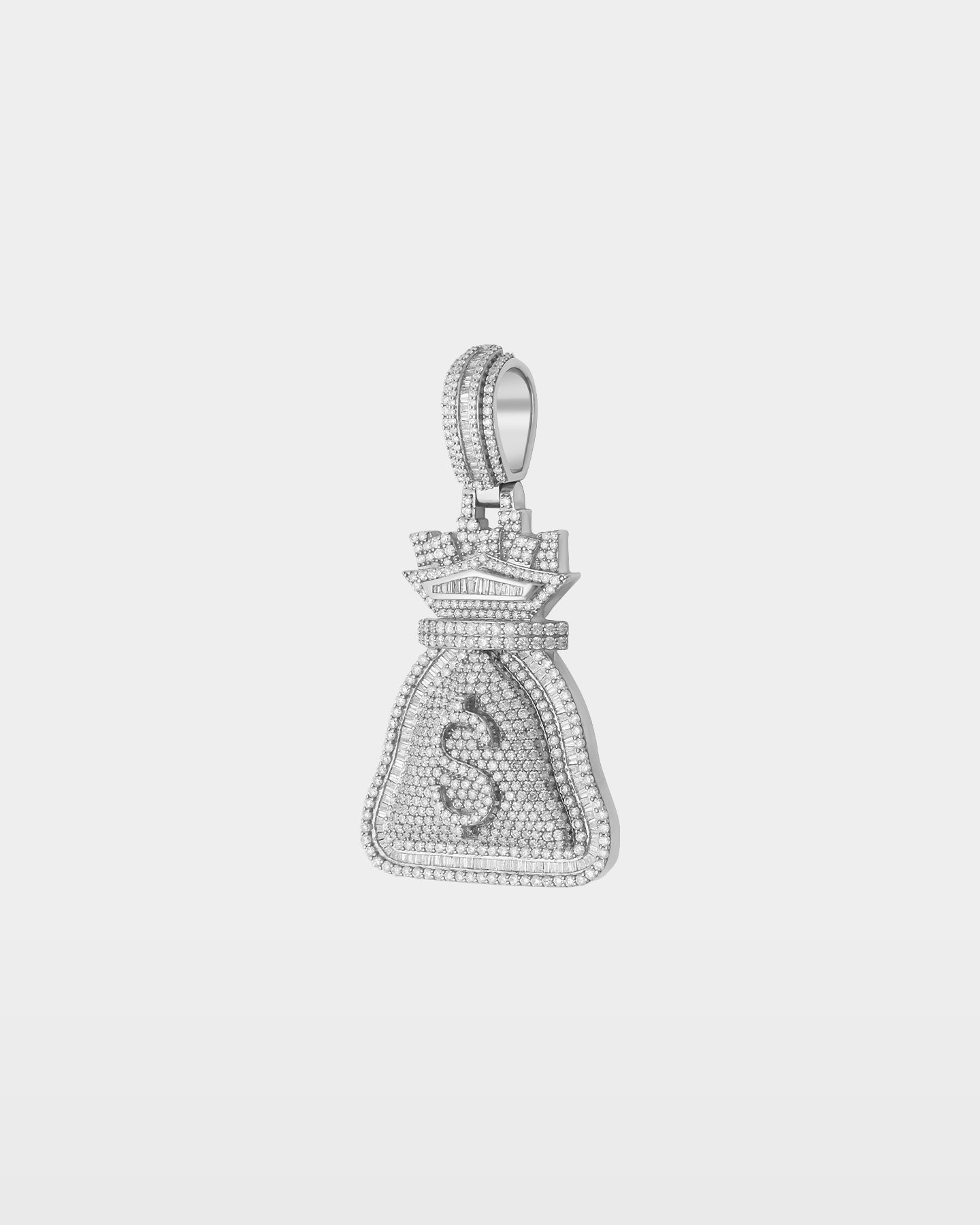 White Gold Money Bag Diamond Pendant | The Ice Champ TX