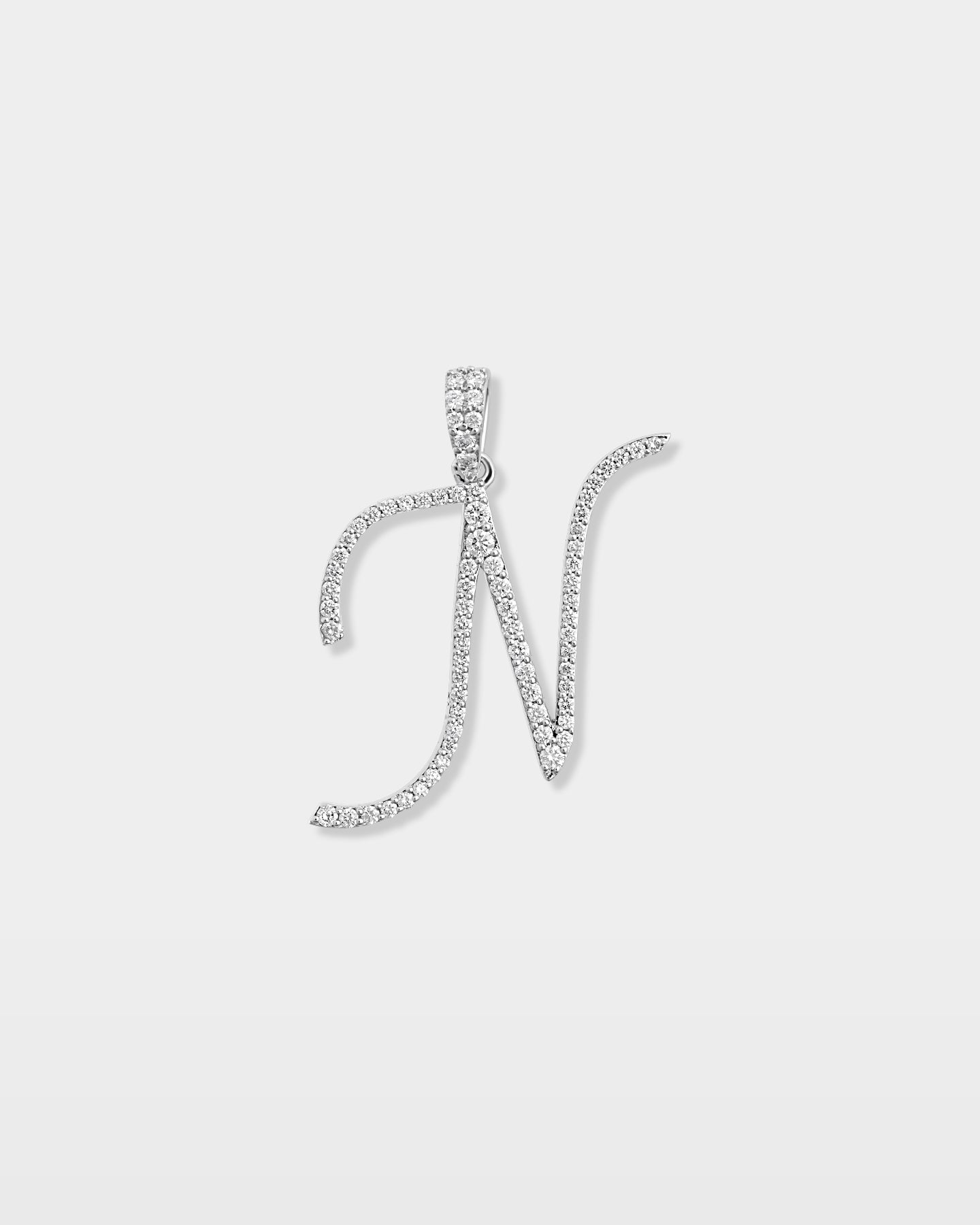 White Gold "N" Letter Diamond Pendant | The Ice Champ Grapevine