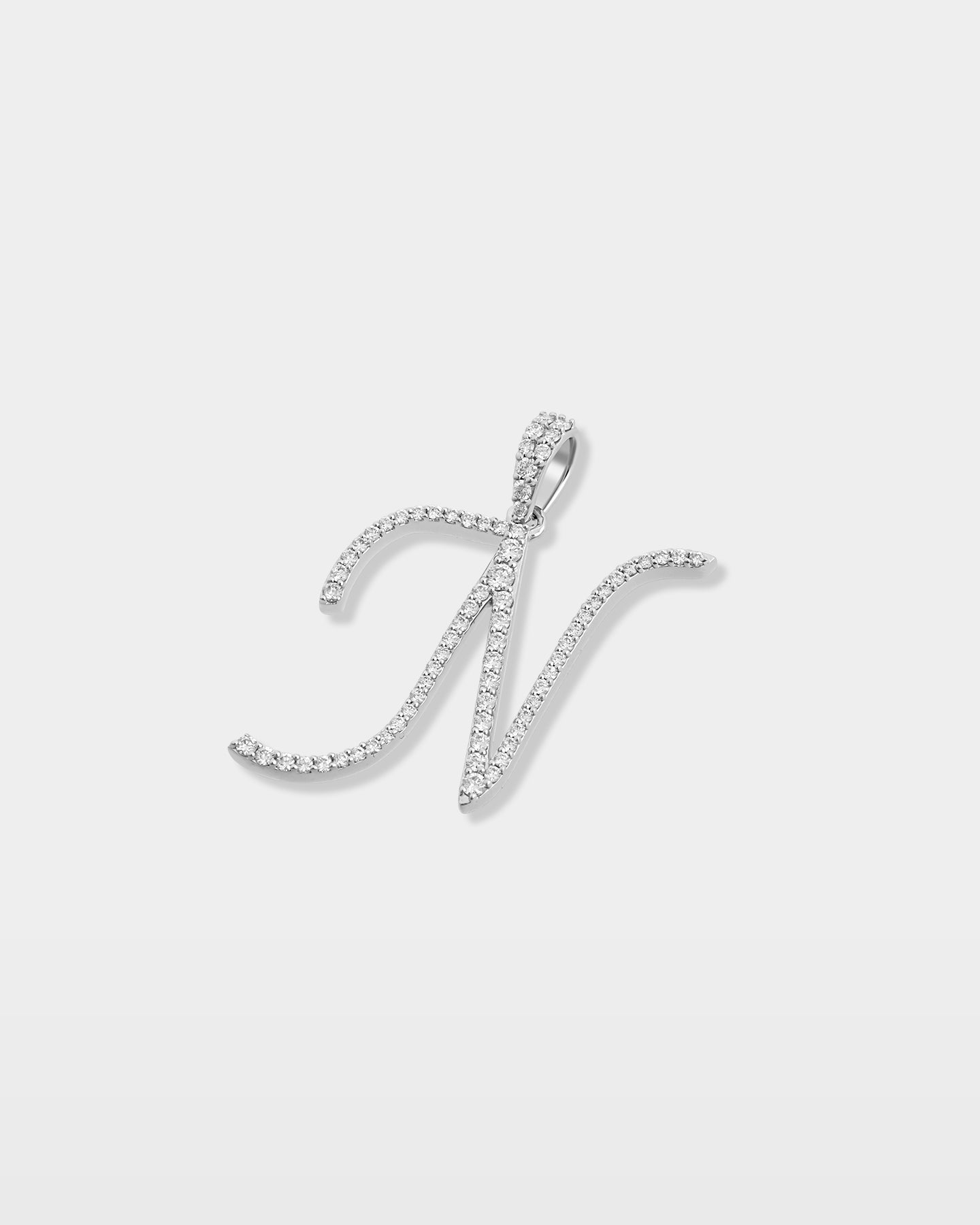 White Gold "N" Letter Diamond Pendant | The Ice Champ Grapevine