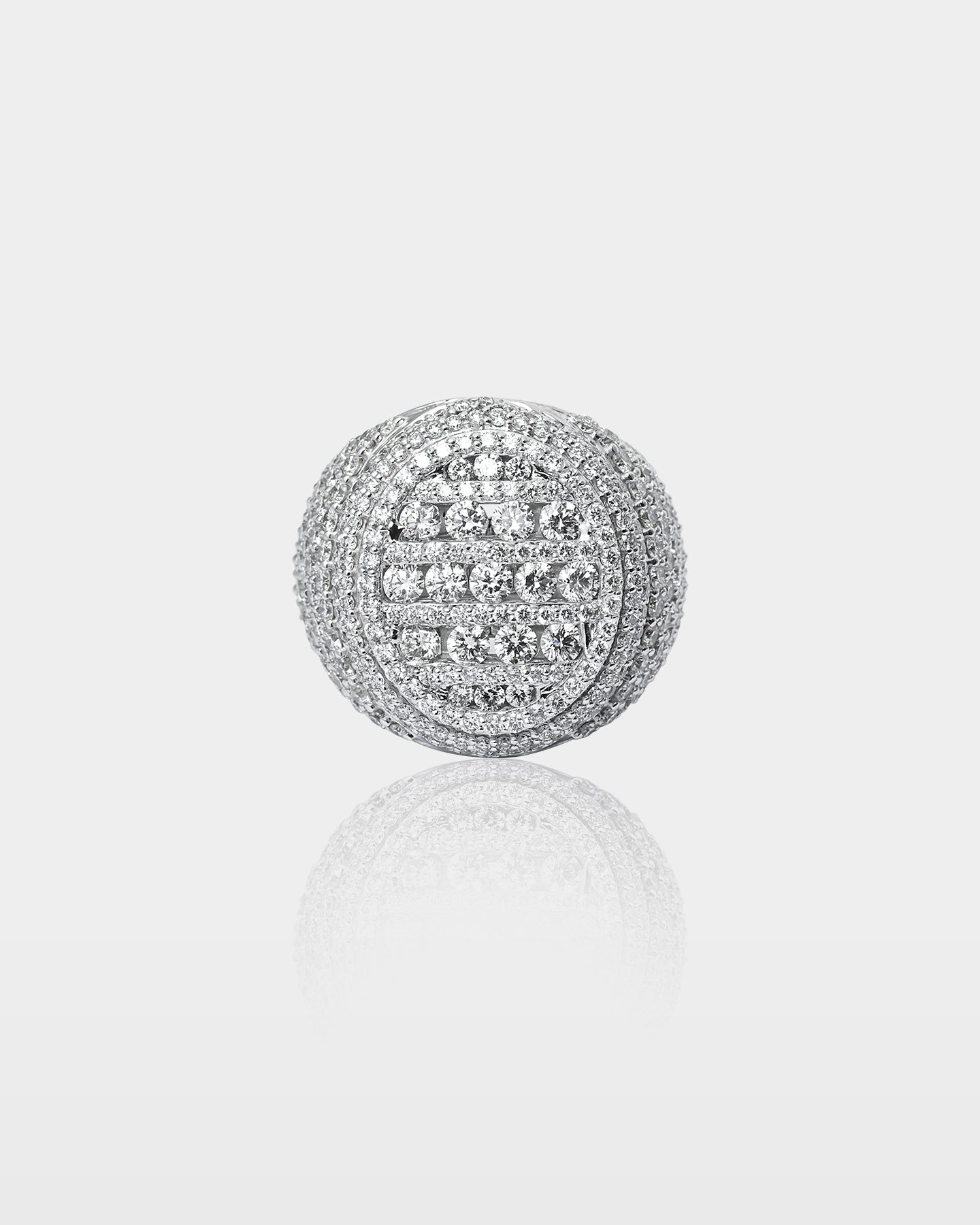 White Gold Oval Pavé Diamond Dome Ring | The Ice Champ Dallas, Texas