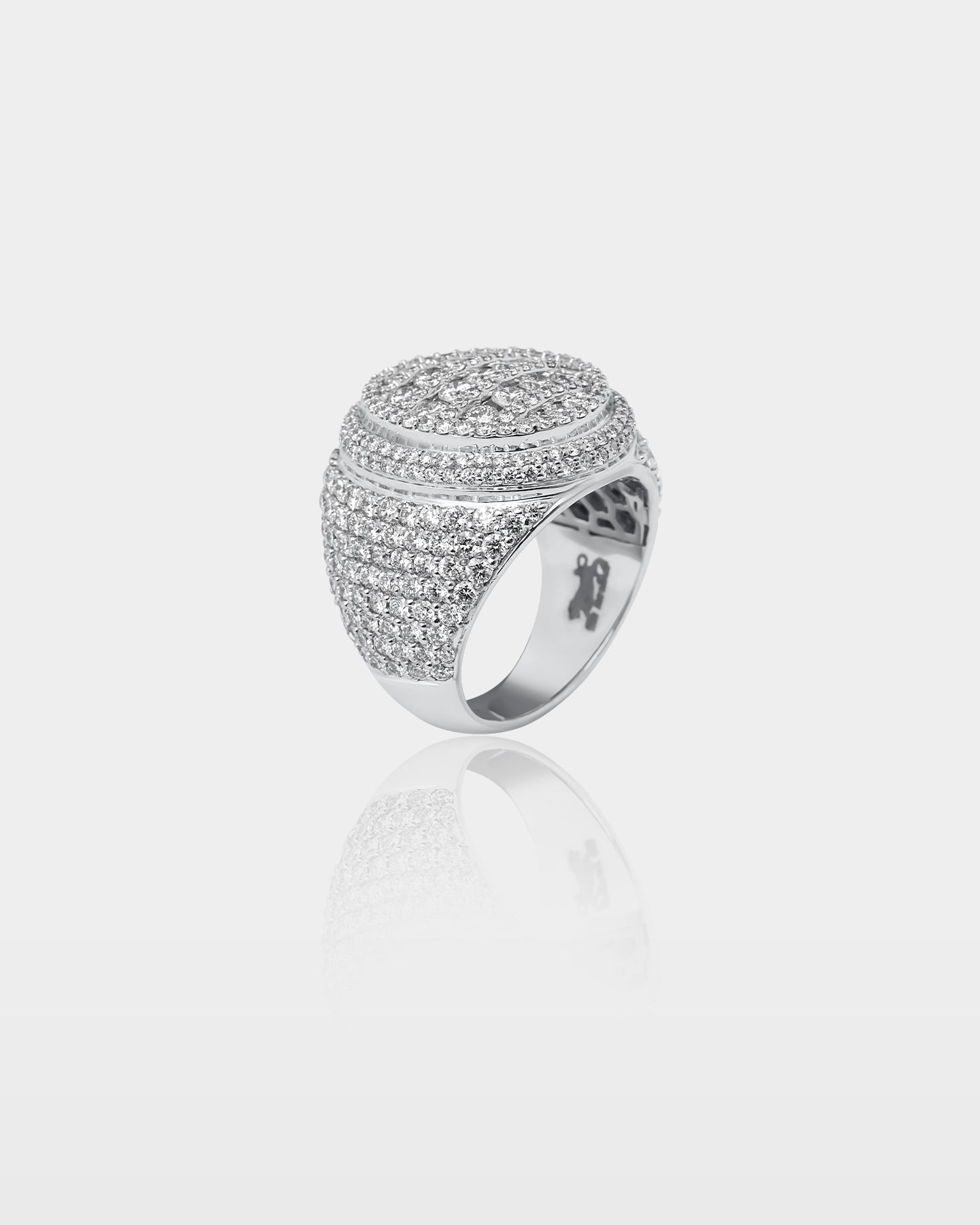 White Gold Oval Pavé Diamond Dome Ring | The Ice Champ Dallas, Texas