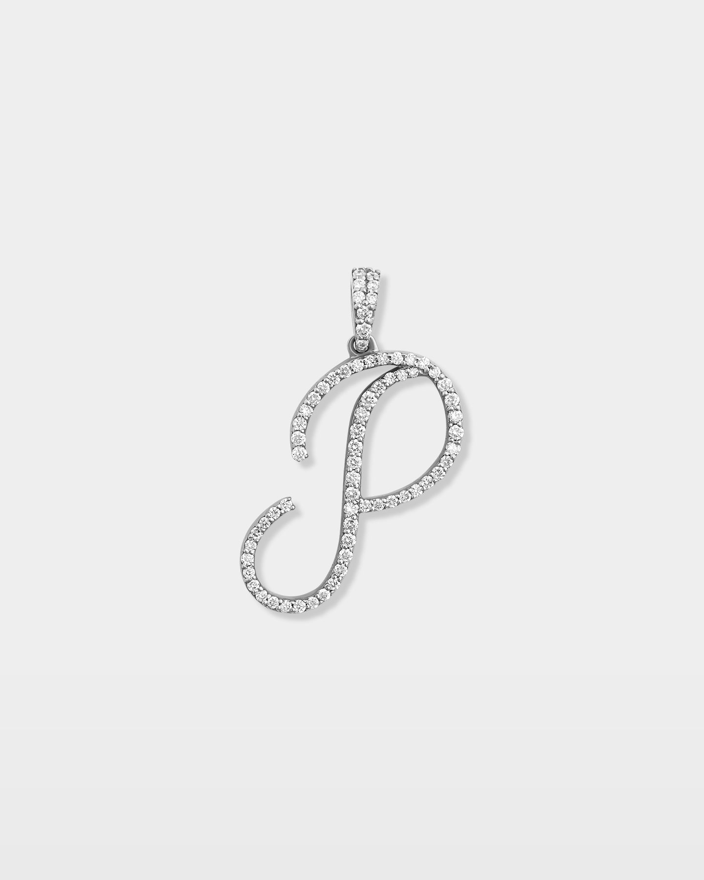 White Gold "P" Letter Diamond Pendant | The Ice Champ TX