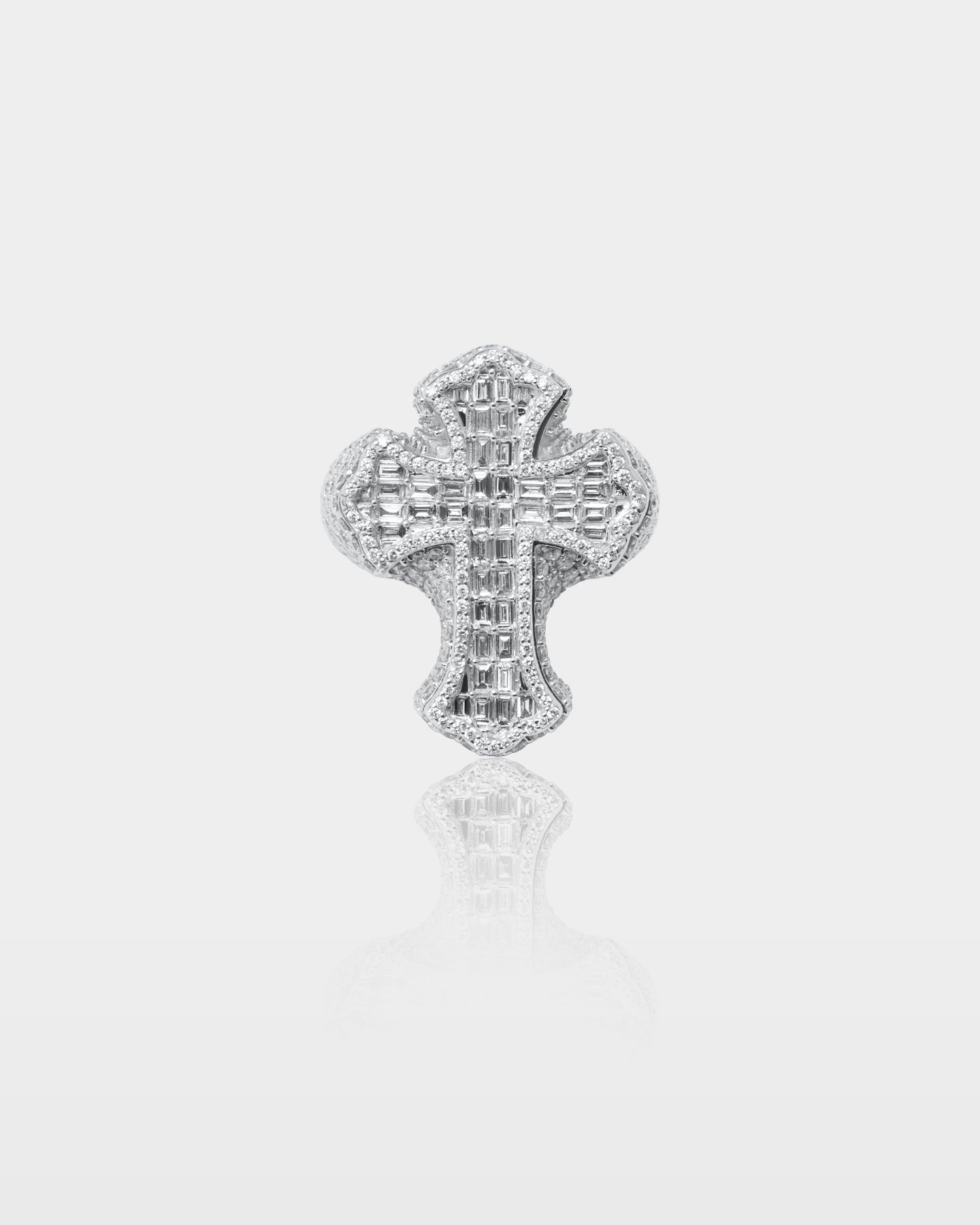 White Gold Pavé Natural Diamond Cross Statement Ring | The Ice Champ Dallas, Texas