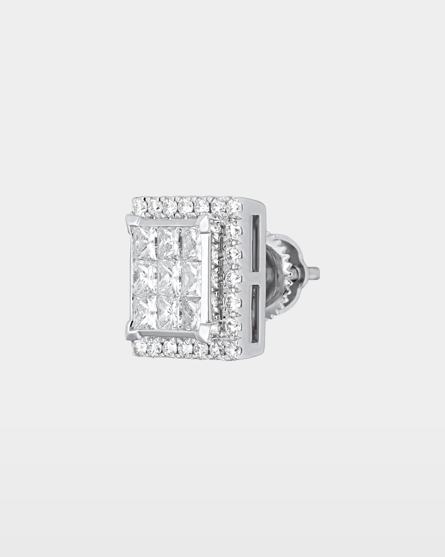 White Gold Princess Cut Square Diamond Studs | The Ice Champ Dallas TX