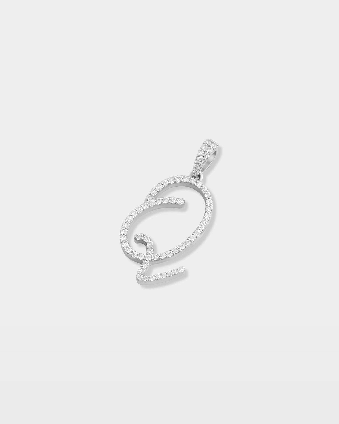 White Gold "Q" Letter Diamond Pendant | The Ice Champ TX