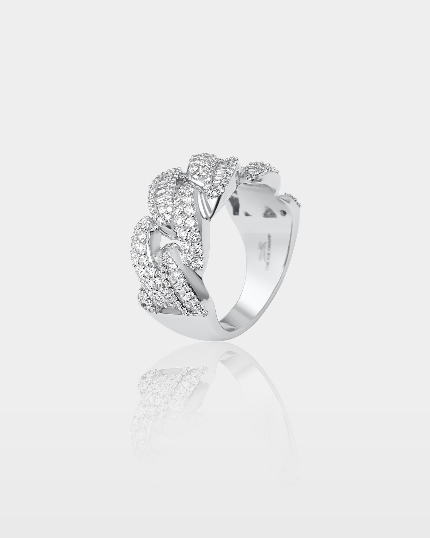 Gold Round & Baguette Diamond Cuban Link Ring | The Ice Champ Dallas, Texas