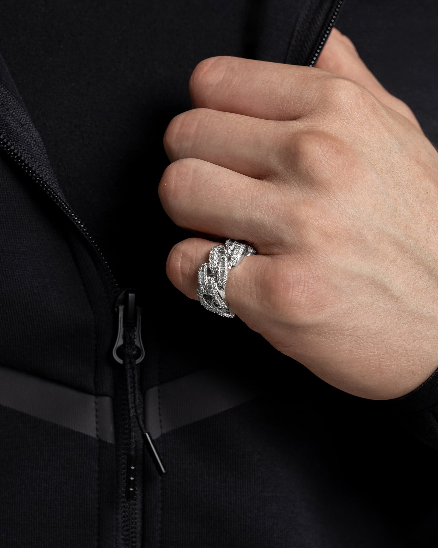 Gold Round & Baguette Diamond Cuban Link Ring | The Ice Champ Dallas, Texas