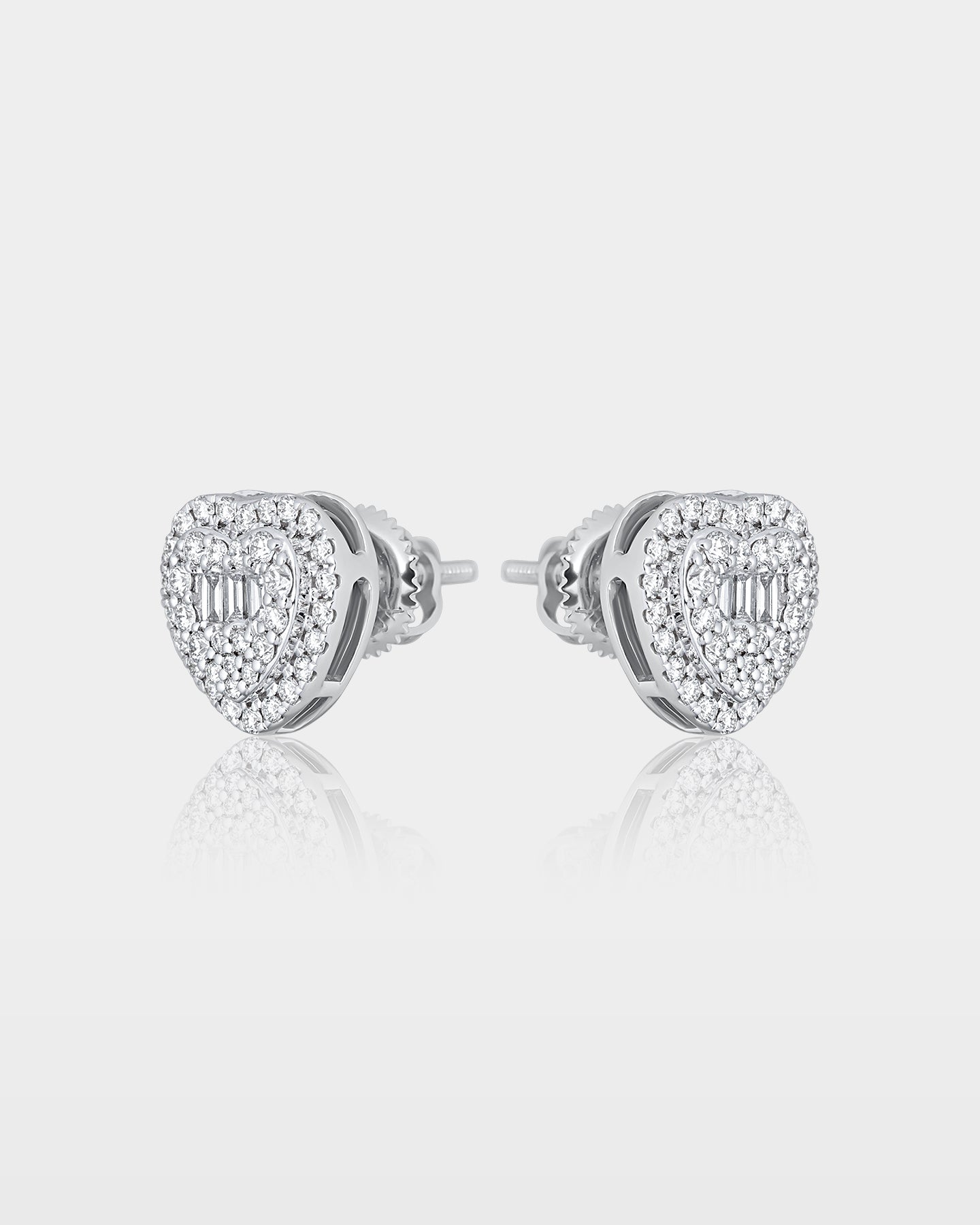 Round & Baguette Heart Diamond Studs | The Ice Champ Grapevine, Texas