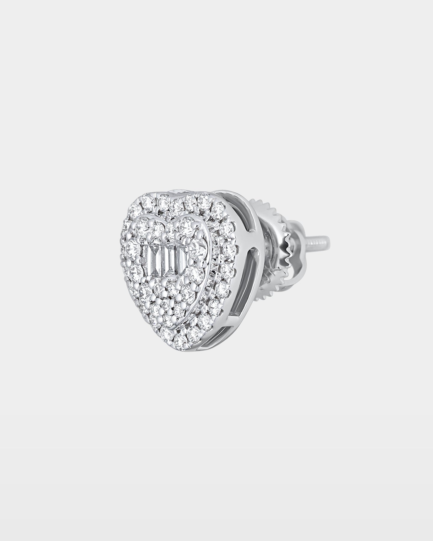 Round & Baguette Heart Diamond Studs | The Ice Champ Grapevine, Texas
