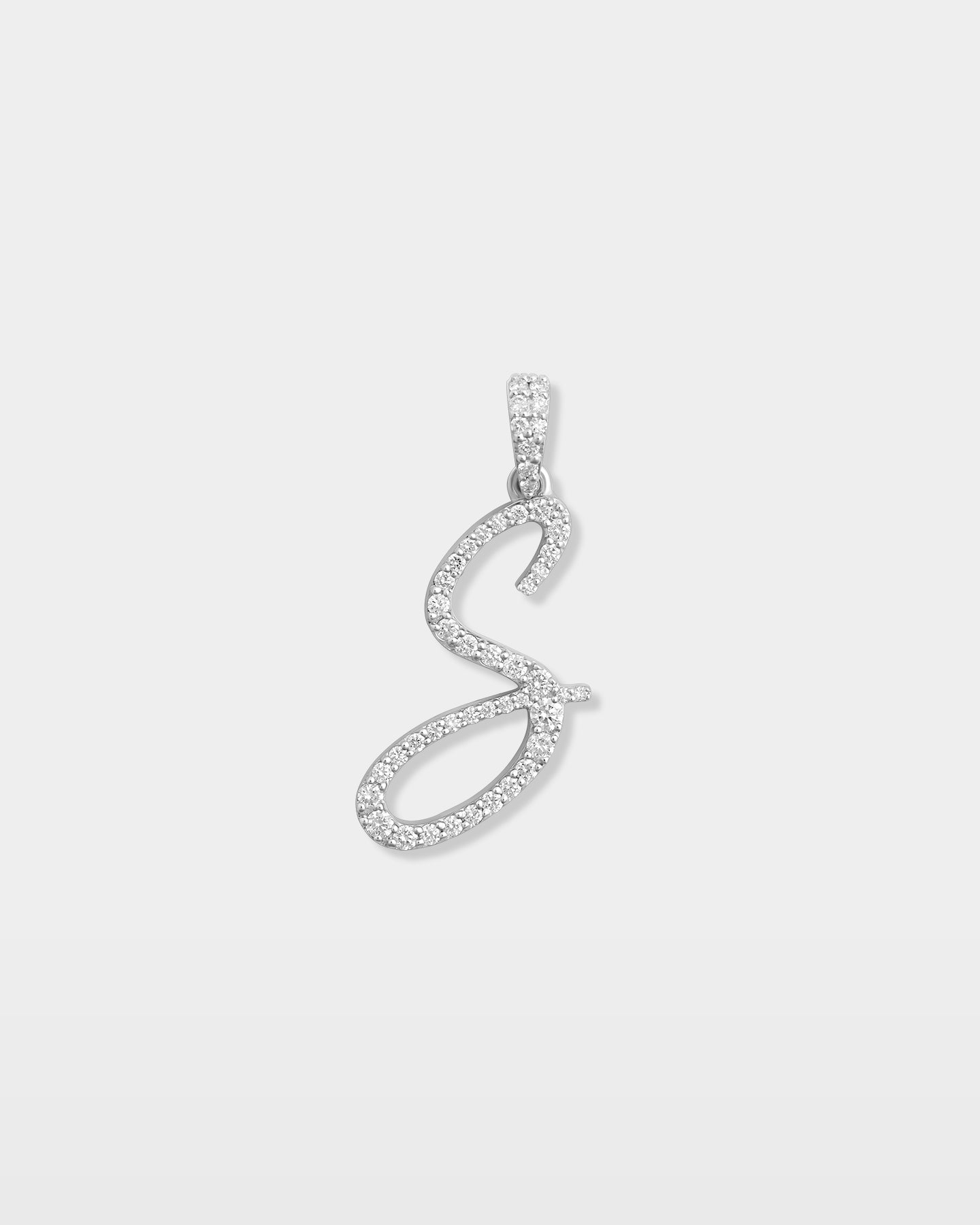 White Gold "S" Letter Diamond Pendant | The Ice Champ Jewelry