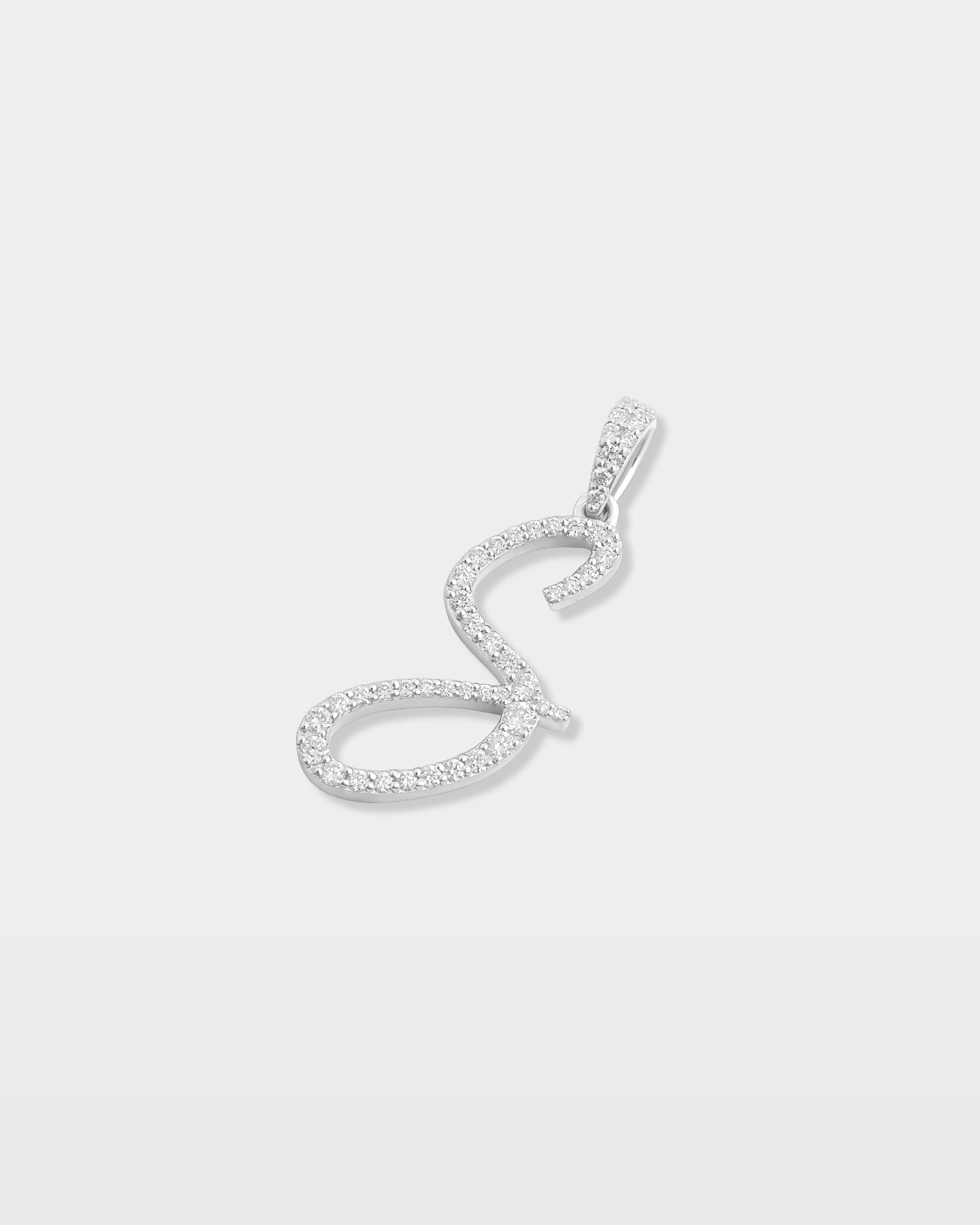 White Gold "S" Letter Diamond Pendant | The Ice Champ Jewelry
