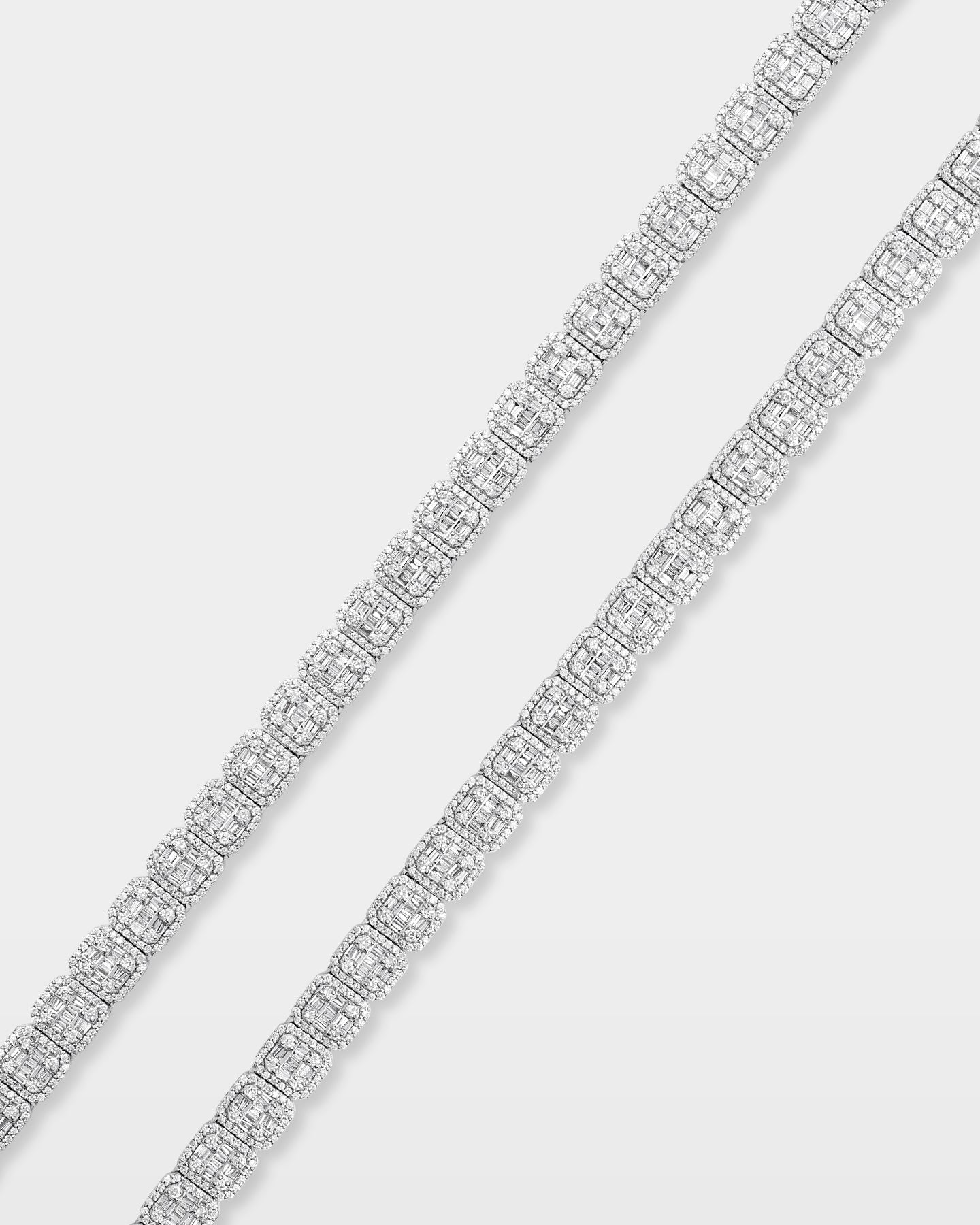 10k Gold Square Halo Baguette Diamond Tennis Necklace | The Ice Champ Dallas