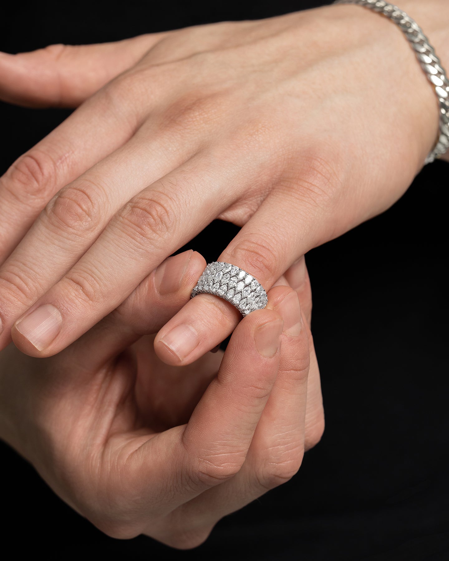 Gold Pear and Marquise Diamond Eternity Band | The Ice Champ Dallas, Texas