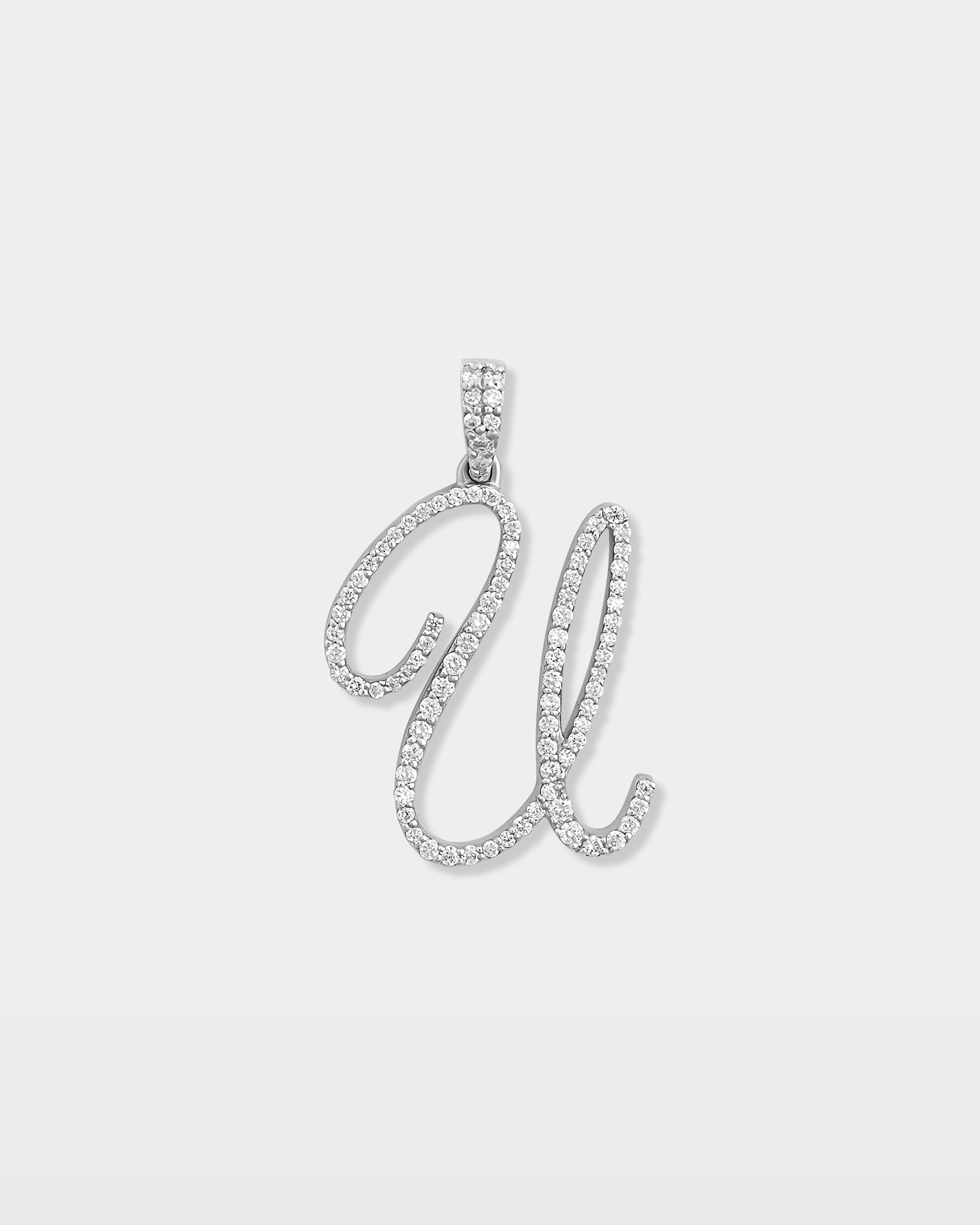 White Gold "U" Letter Diamond Pendant | The Ice Champ Jewelry Dallas