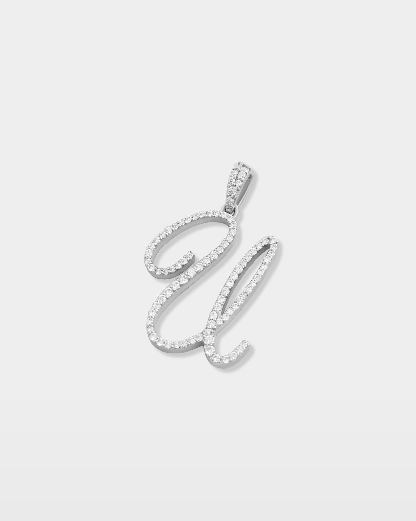 White Gold "U" Letter Diamond Pendant | The Ice Champ Jewelry Dallas