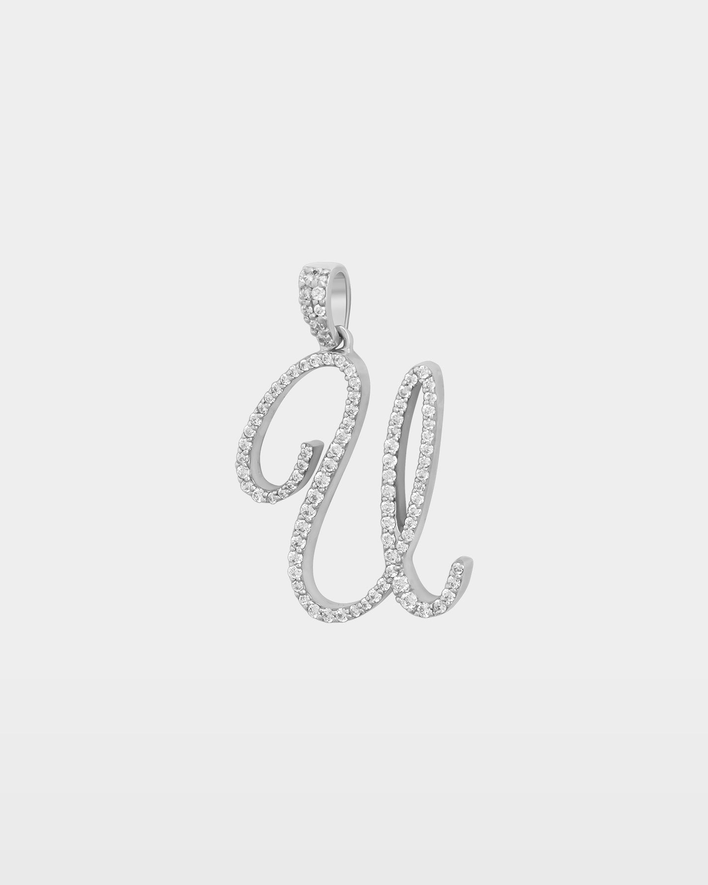 White Gold "U" Letter Diamond Pendant | The Ice Champ Jewelry Dallas