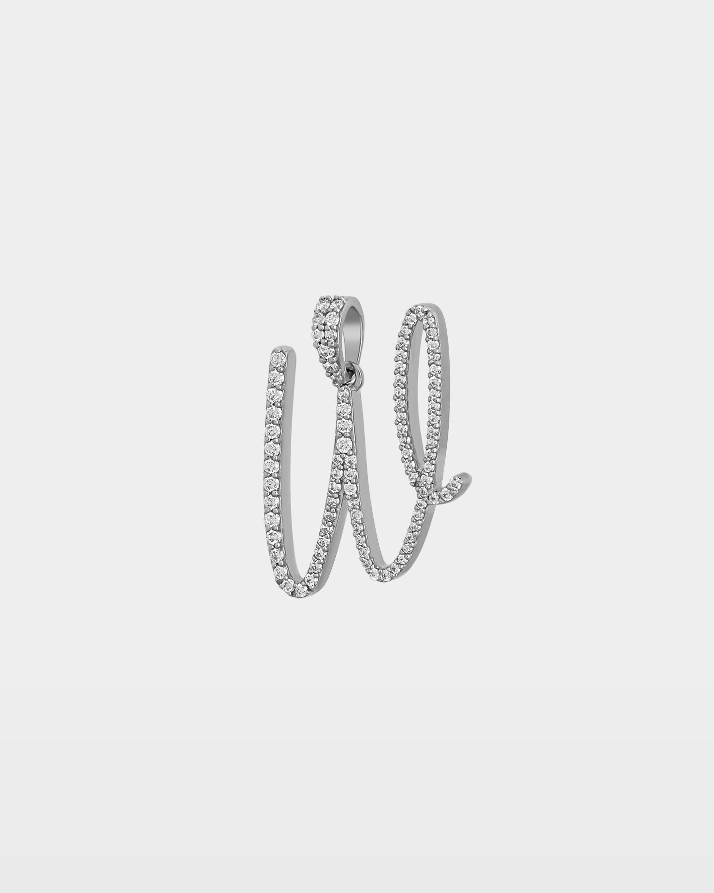White Gold "W" Diamond Letter Pendant | The Ice Champ TX