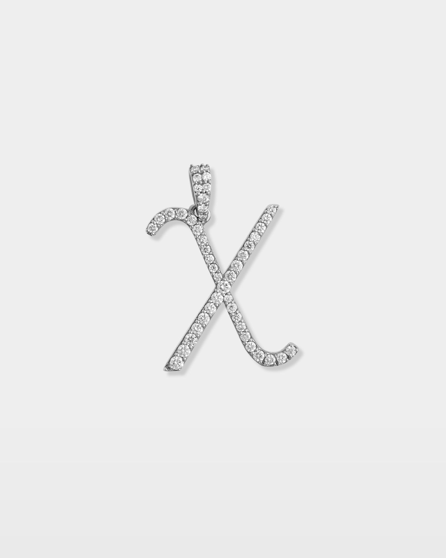 White Gold "X" Letter Diamond Pendant | The Ice Champ USA