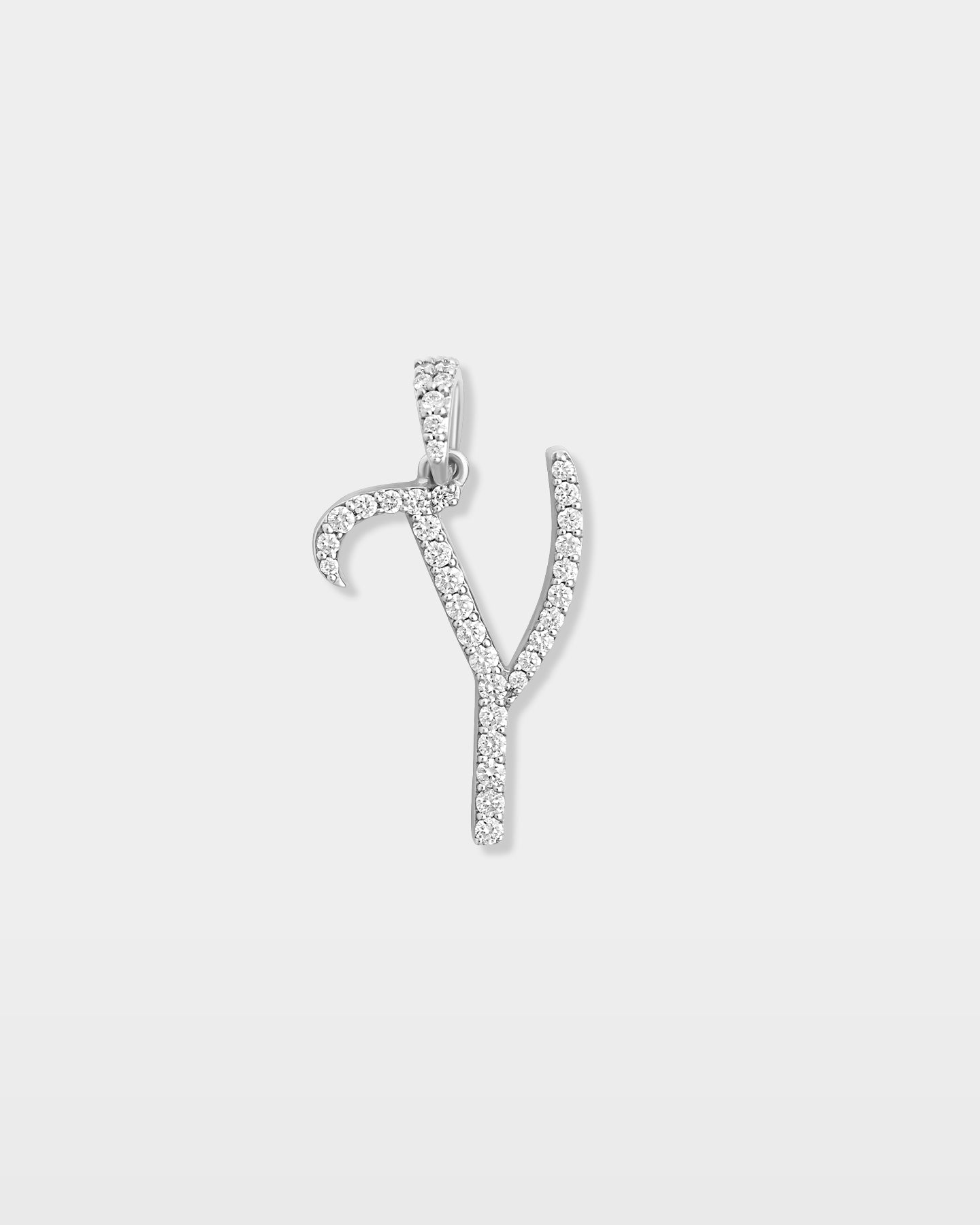 White Gold "Y" Diamond Initial Pendant | The Ice Champ Grapevine