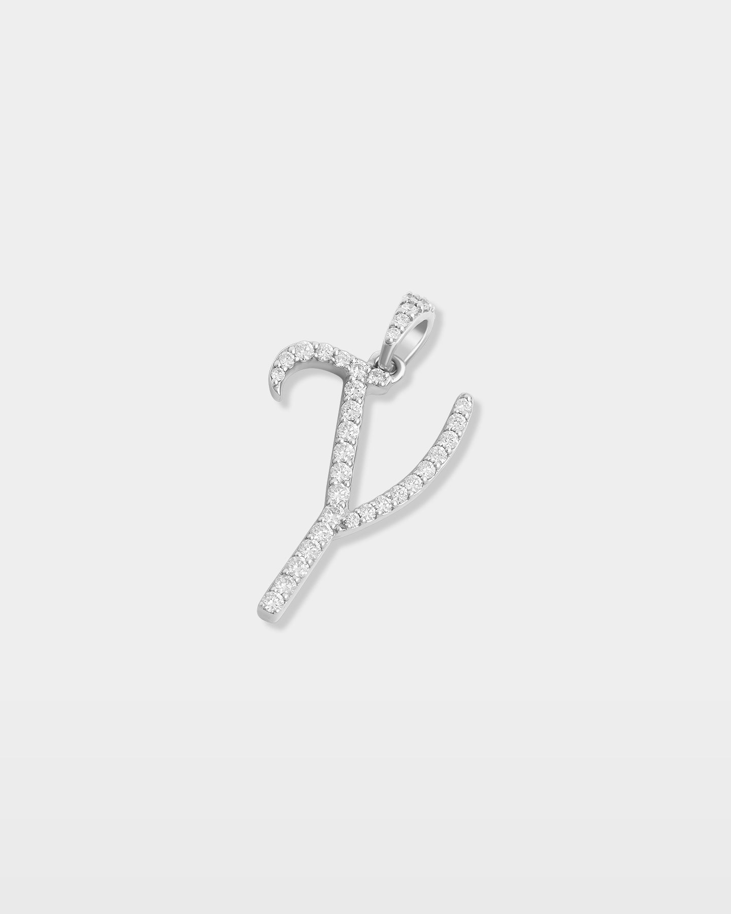 White Gold "Y" Diamond Initial Pendant | The Ice Champ Grapevine