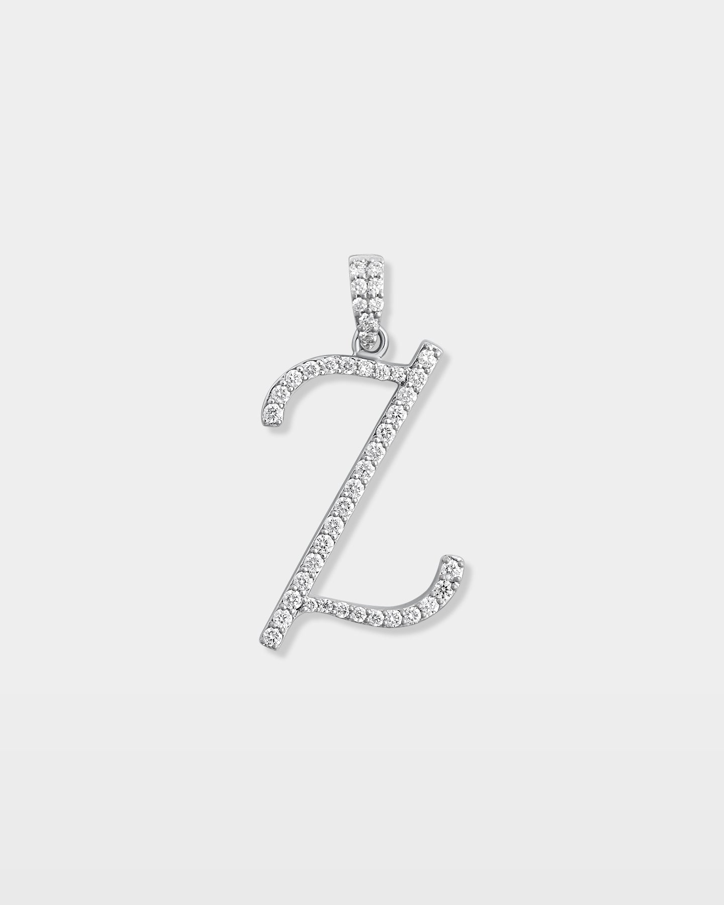 White Gold "Z" Letter Diamond Pendant | The Ice Champ Jewelry TX