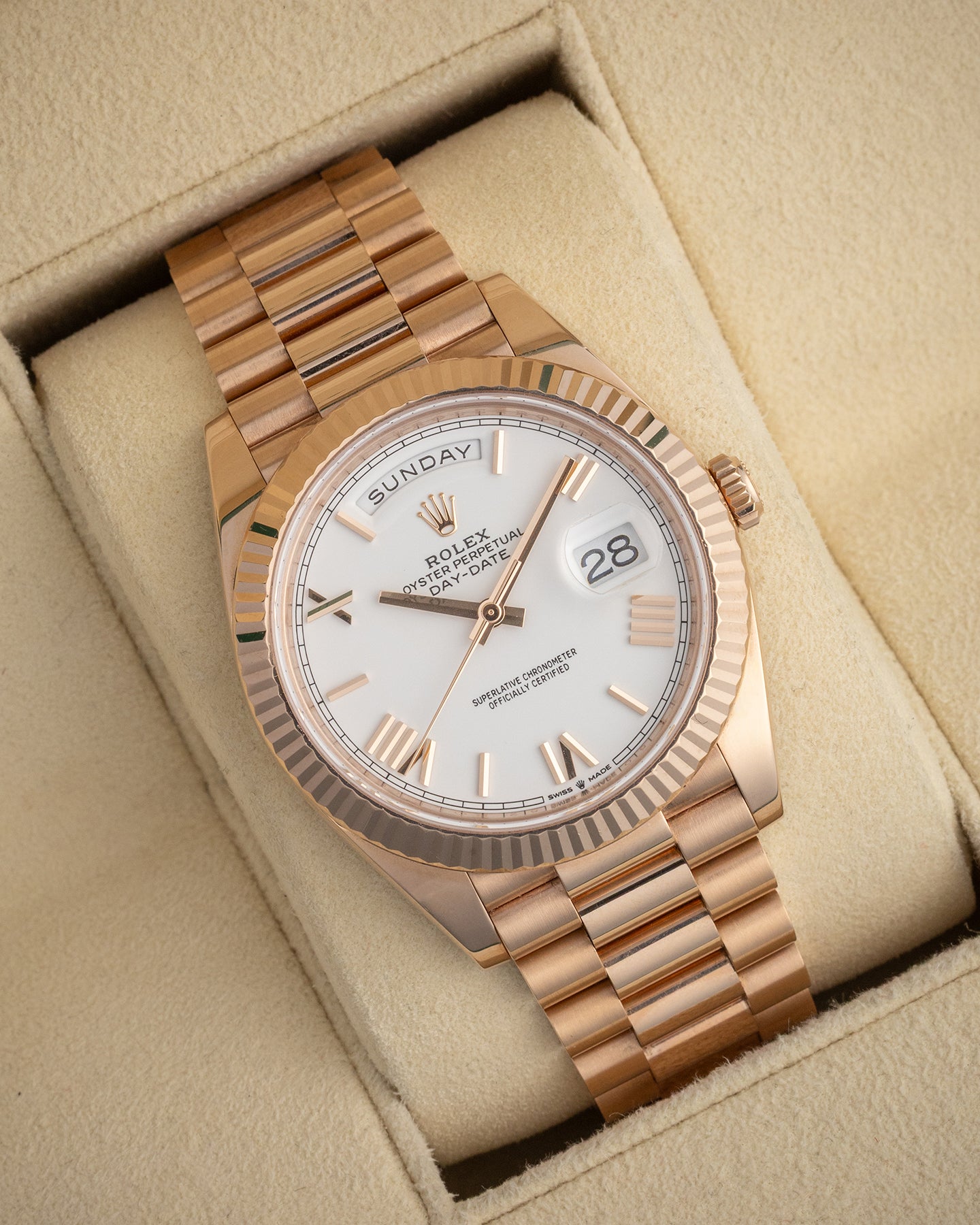 Rose Gold Rolex Day-Date 40 228235 | The Ice Champ Watches in Texas