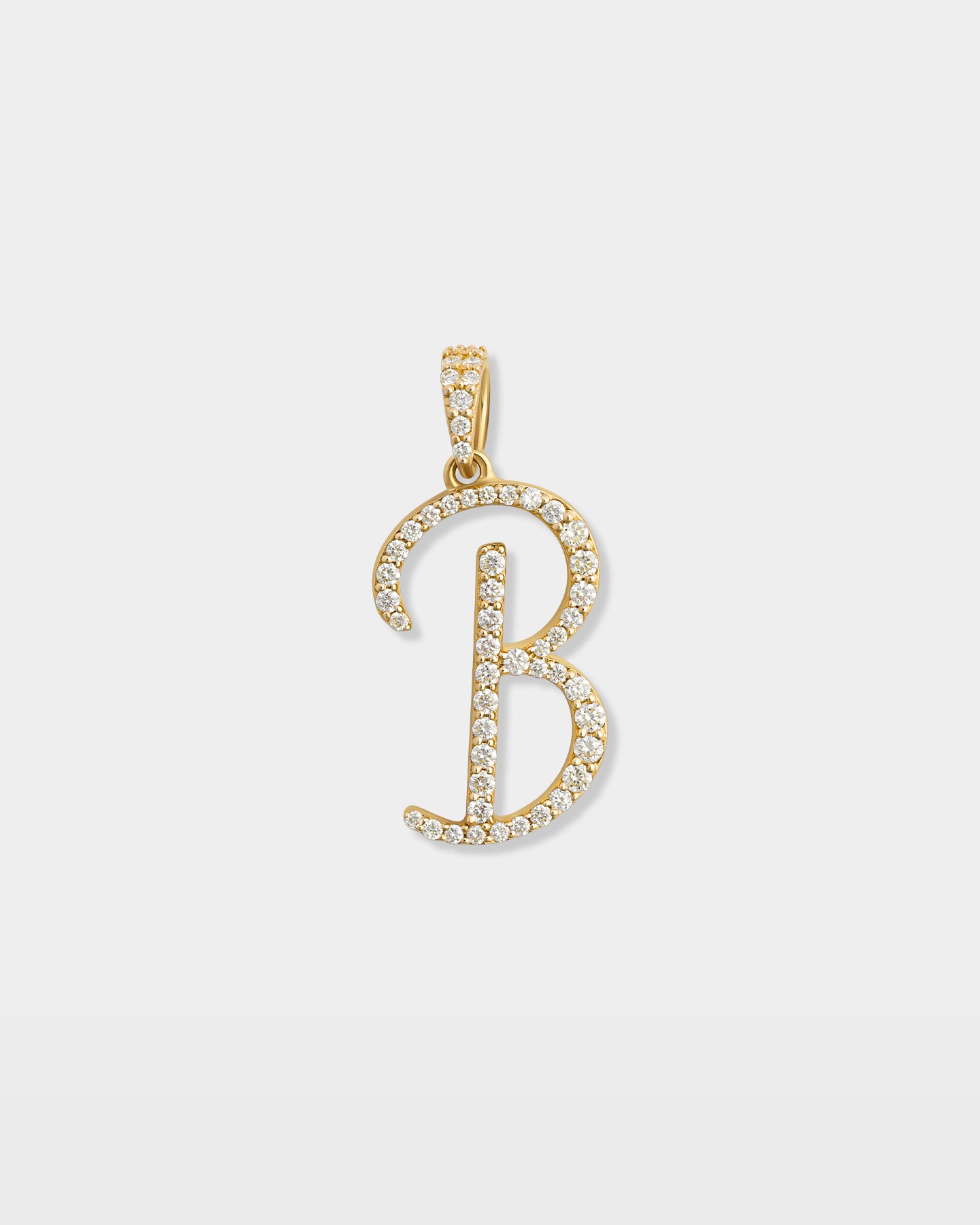 Yellow Gold "B" Letter Diamond Pendant | The Ice Champ Jewelry