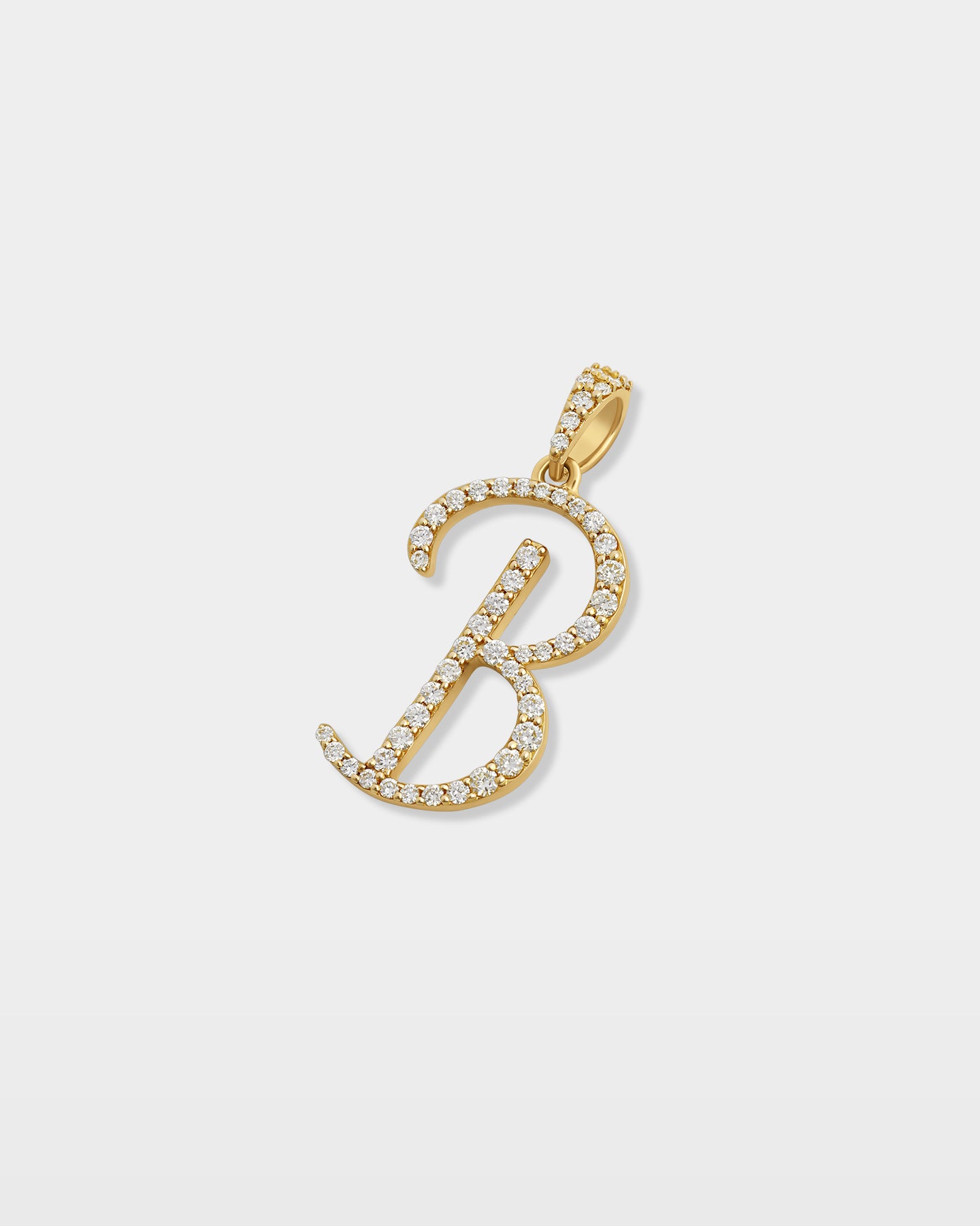 Yellow Gold "B" Letter Diamond Pendant | The Ice Champ Jewelry