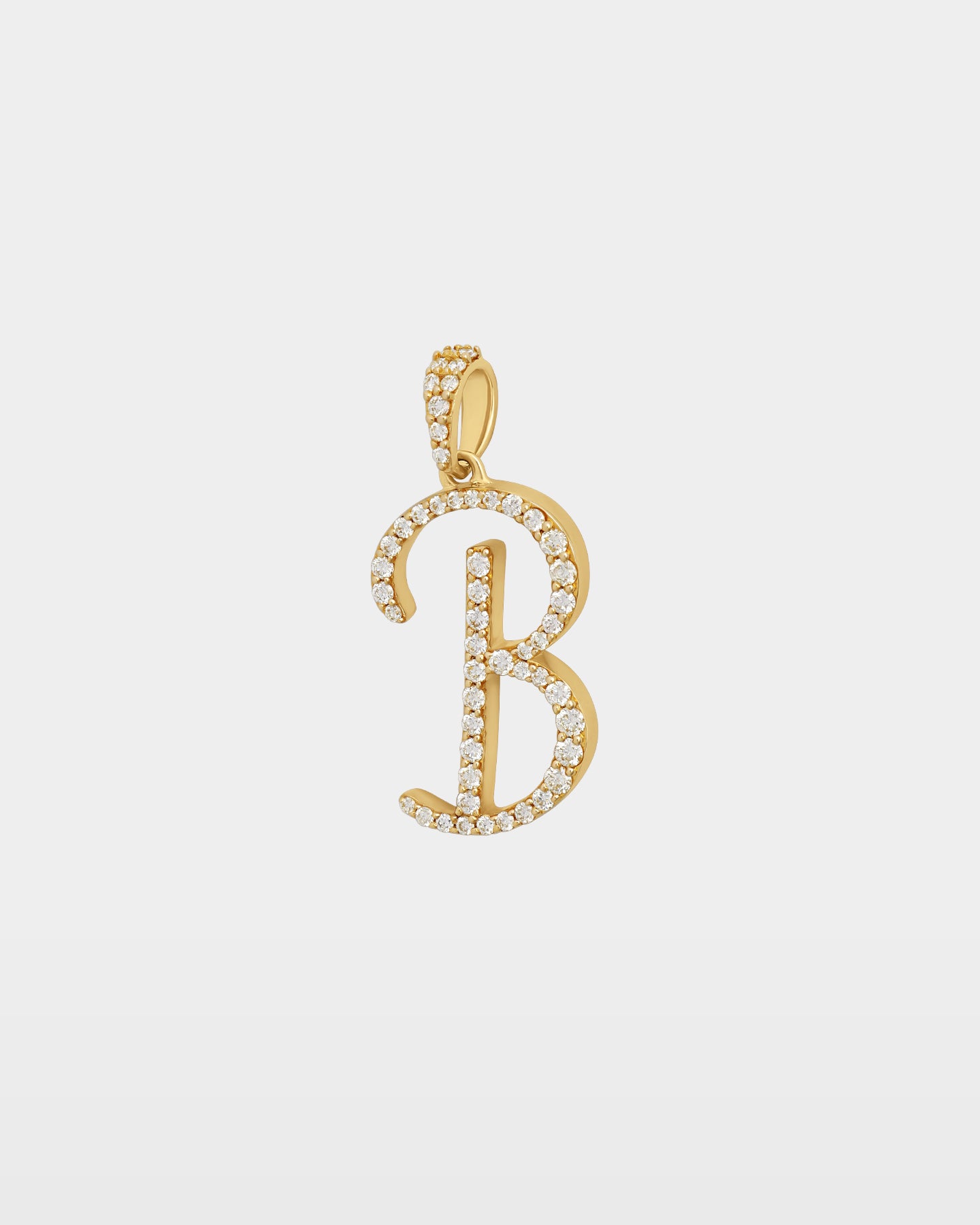 Yellow Gold "B" Letter Diamond Pendant | The Ice Champ Jewelry