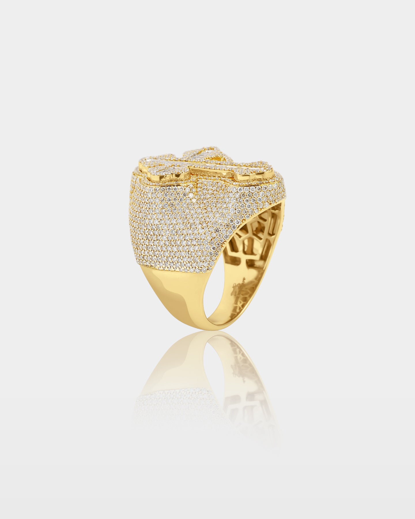 10k Gold Baguette Diamond Cross Signet Ring | The Ice Champ Texas